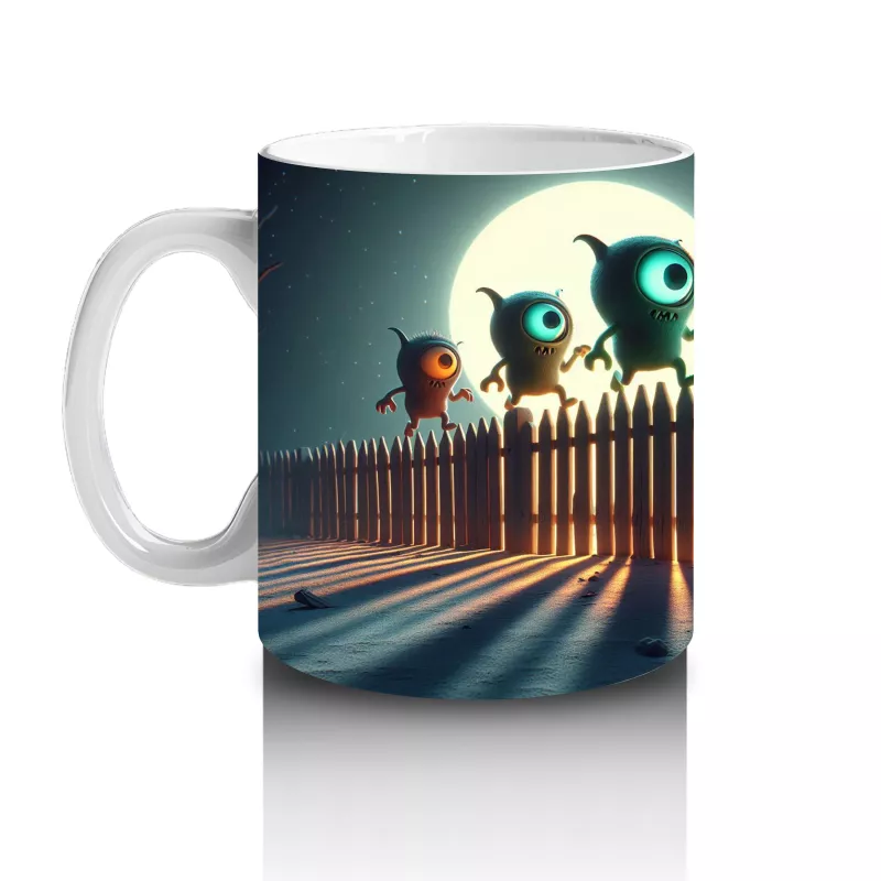 Dolunay ve Kafatası Sıralı Yol Temalı Gotik Cadılar Bayramı Baskılı Kupa - 2