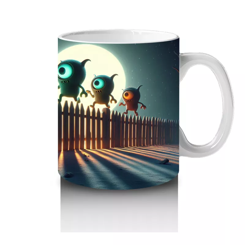 Dolunay ve Kafatası Sıralı Yol Temalı Gotik Cadılar Bayramı Baskılı Kupa - 4