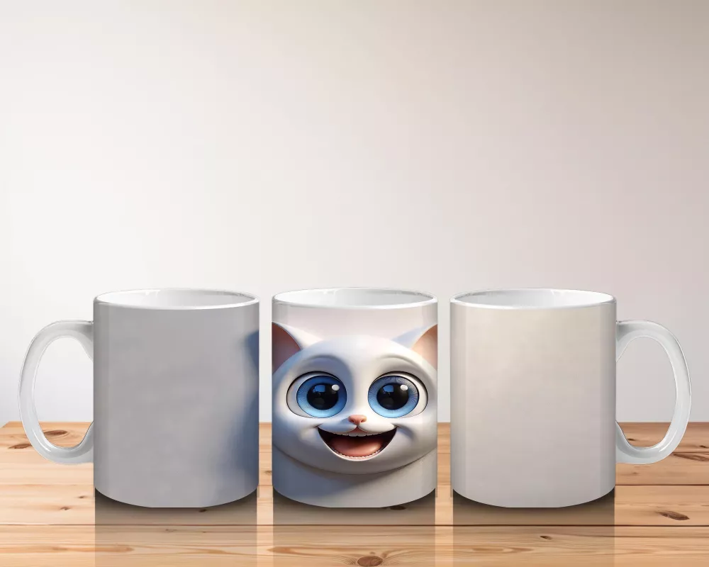 Duvar Arasından Bakan Sevimli Kedi Kafası - Baskılı kahve kupası - 5