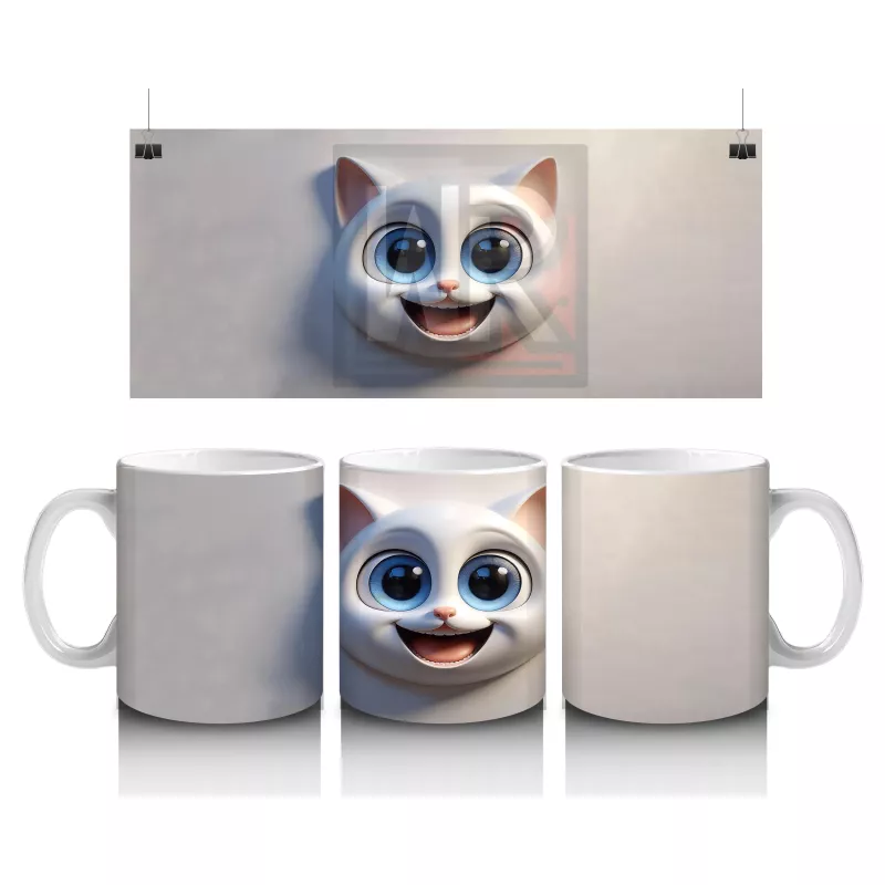 Duvar Arasından Bakan Sevimli Kedi Kafası - Baskılı kahve kupası