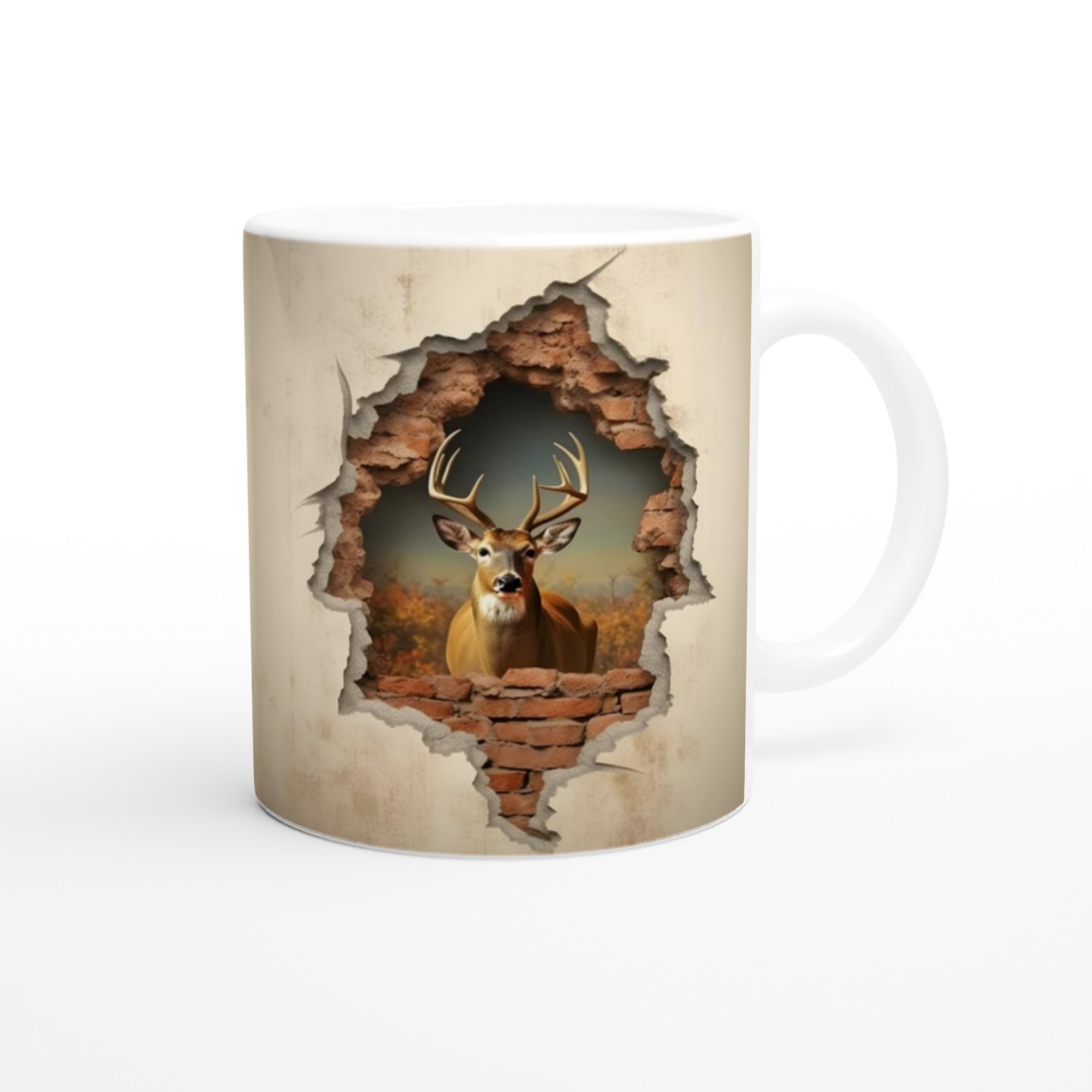 Duvar Kıran Geyik Baskılı Kupa Bardak - 3