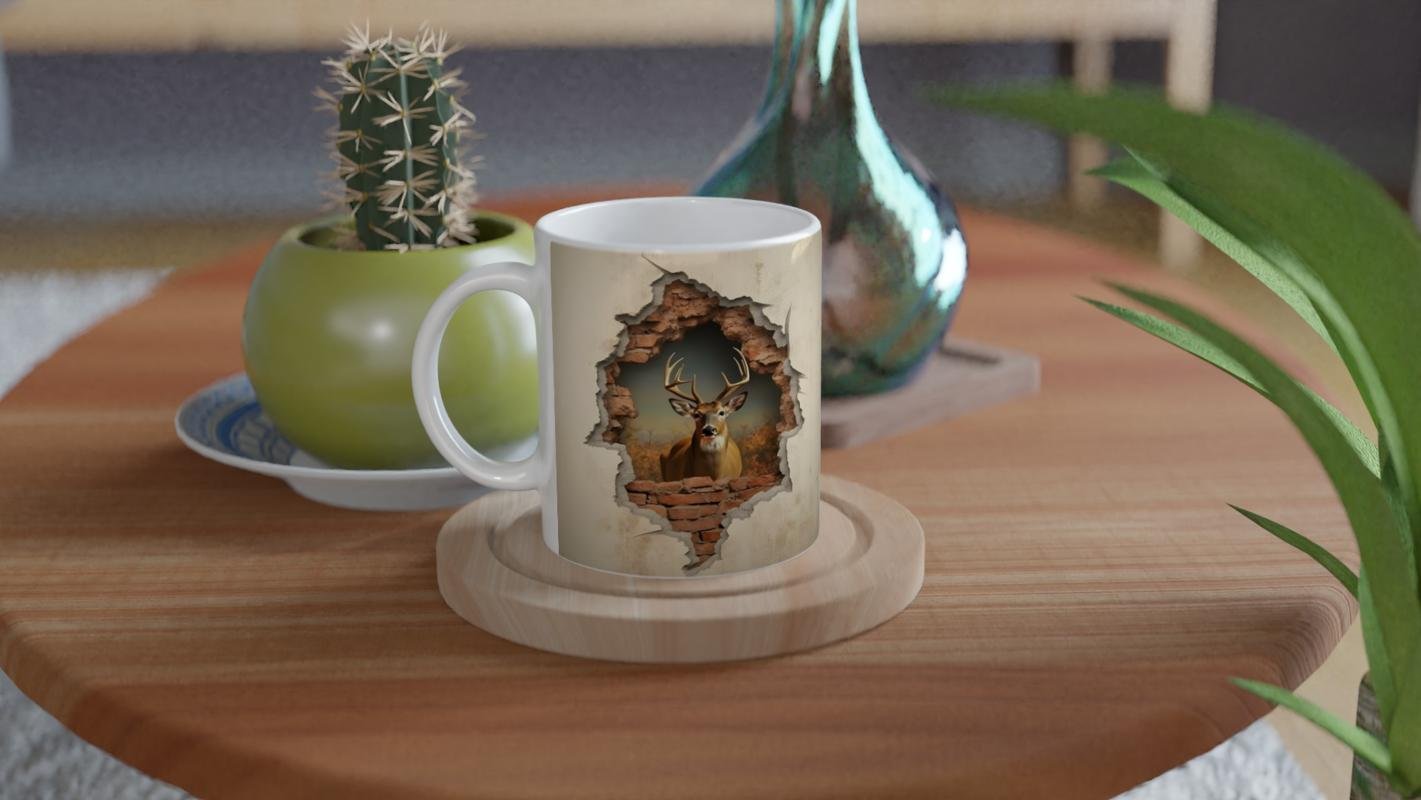 Duvar Kıran Geyik Baskılı Kupa Bardak - 4