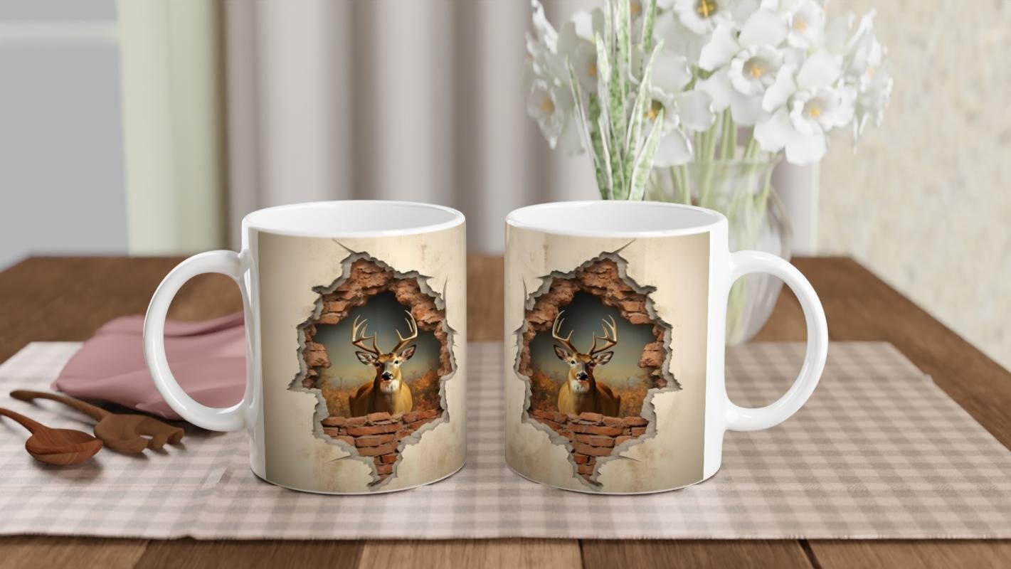 Duvar Kıran Geyik Baskılı Kupa Bardak - 5