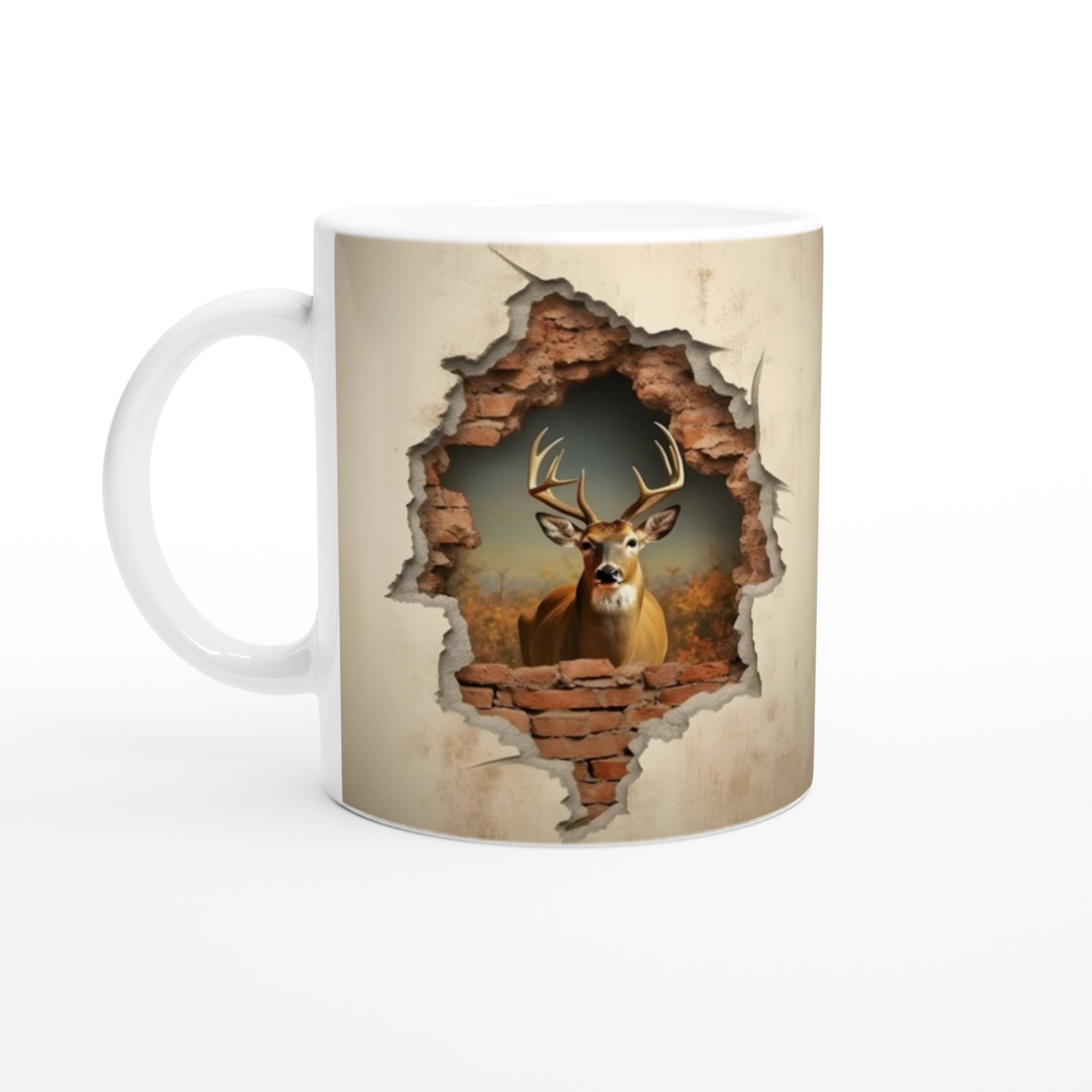 Duvar Kıran Geyik Baskılı Kupa Bardak