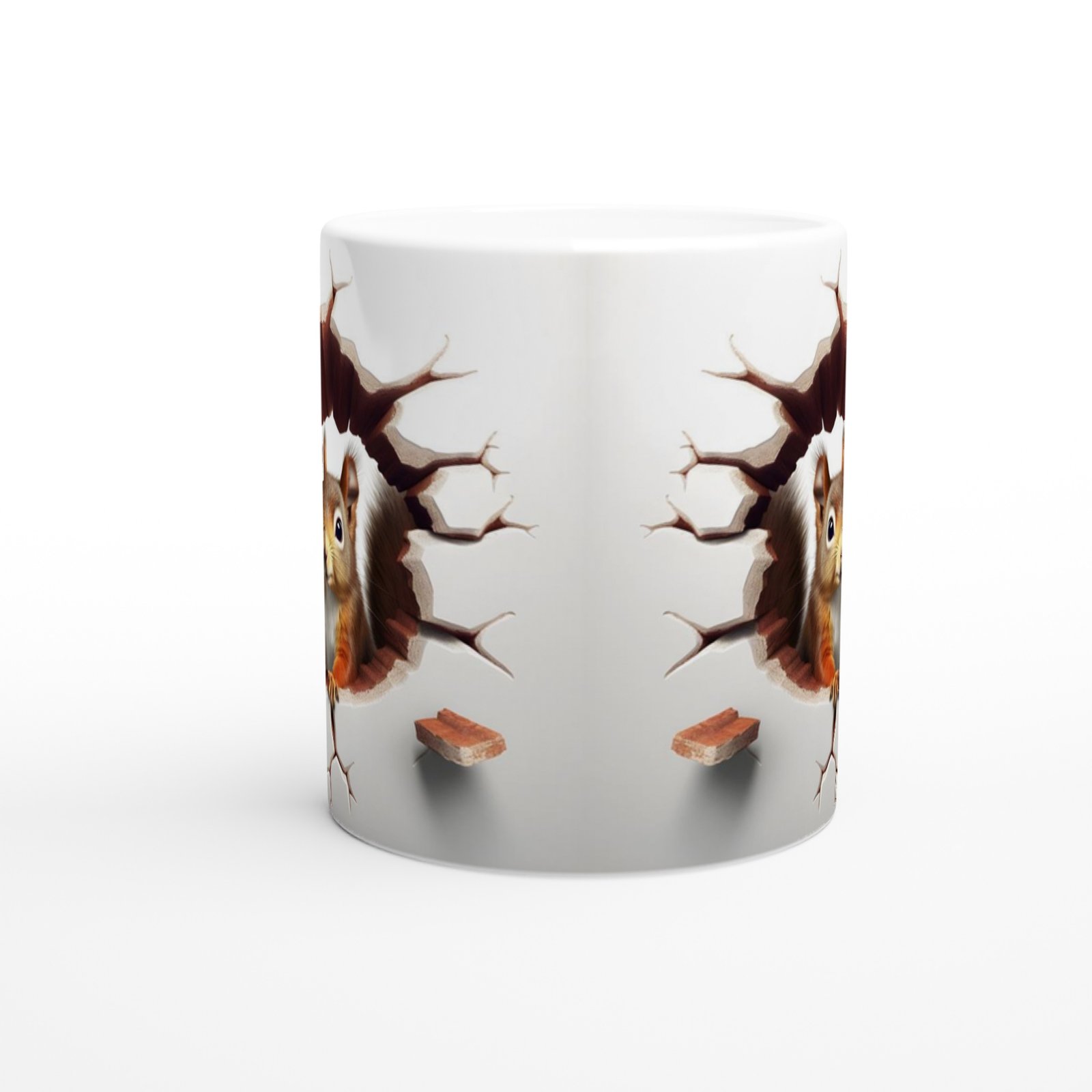 Duvar Kıran Meraklı Sincap Temalı 3D Optik Kupa Bardak - 2