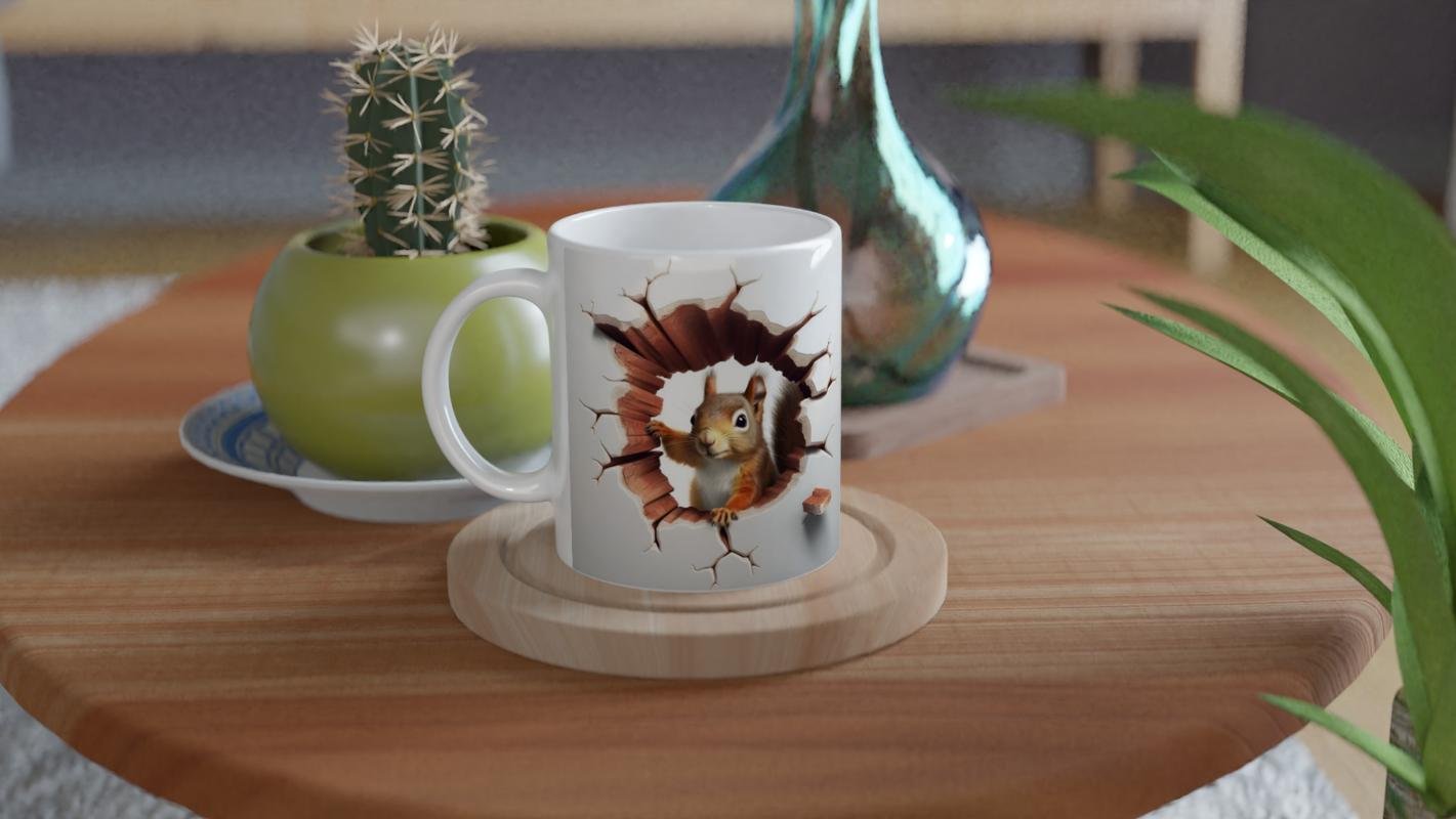 Duvar Kıran Meraklı Sincap Temalı 3D Optik Kupa Bardak - 4