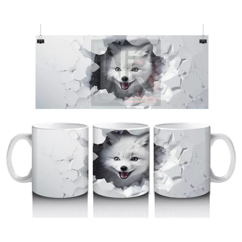 Duvar Patlağından Bakan Gri Tilki – Baskılı Kupa