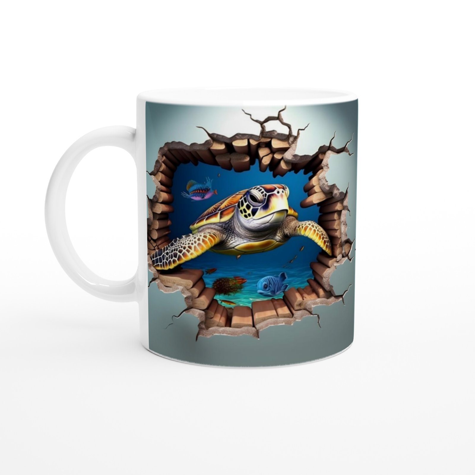 Duvarı Aşan Deniz Kaplumbağası Baskılı Kupa Bardak