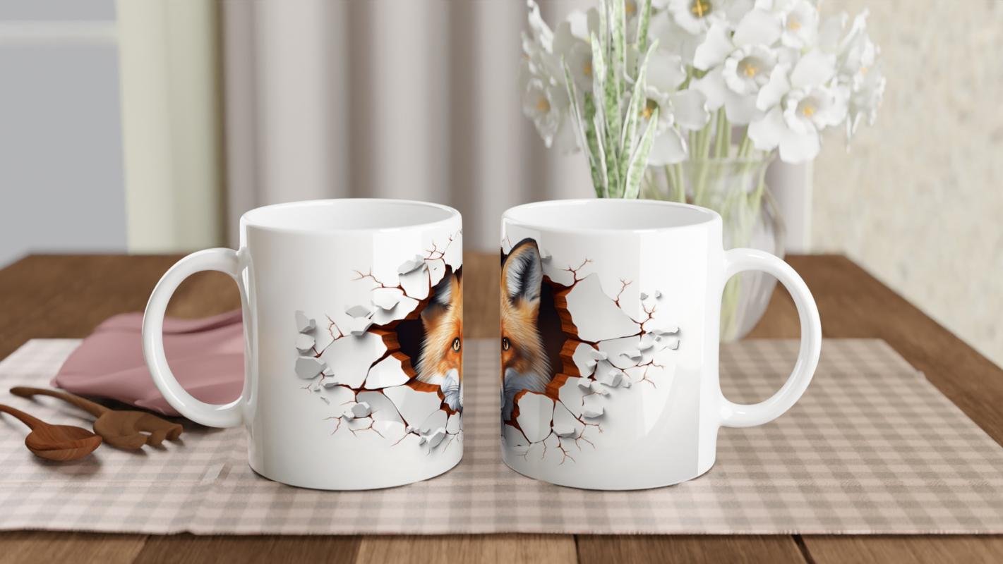 Duvarı Delen Bakışlar: Kızıl Tilki Desenli Baskılı Kupa Bardak - 4