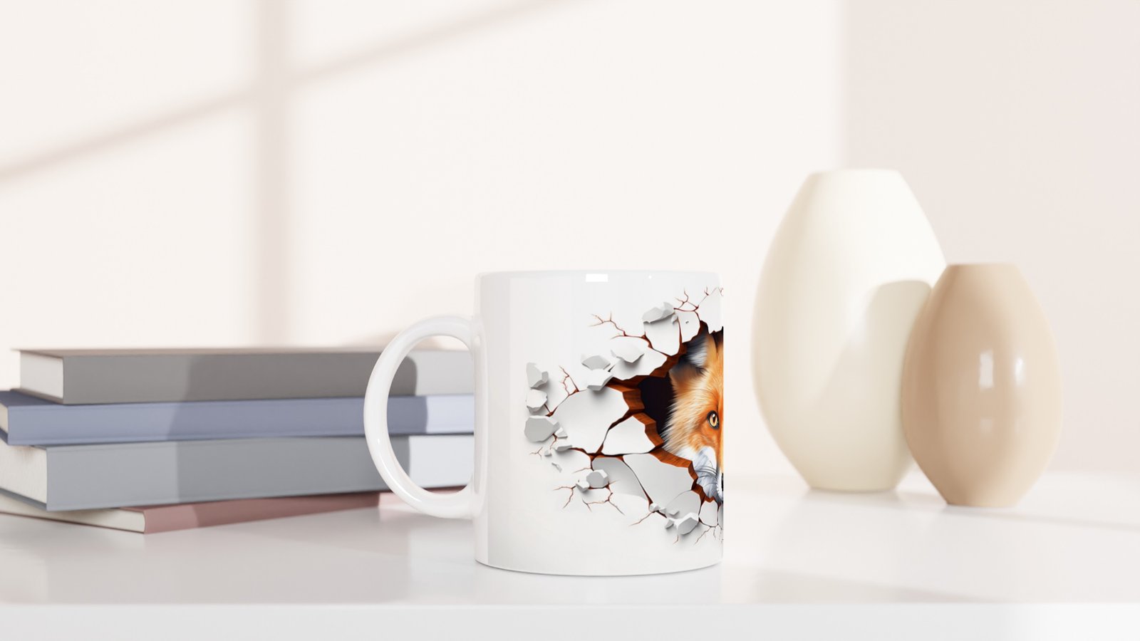 Duvarı Delen Bakışlar: Kızıl Tilki Desenli Baskılı Kupa Bardak - 5