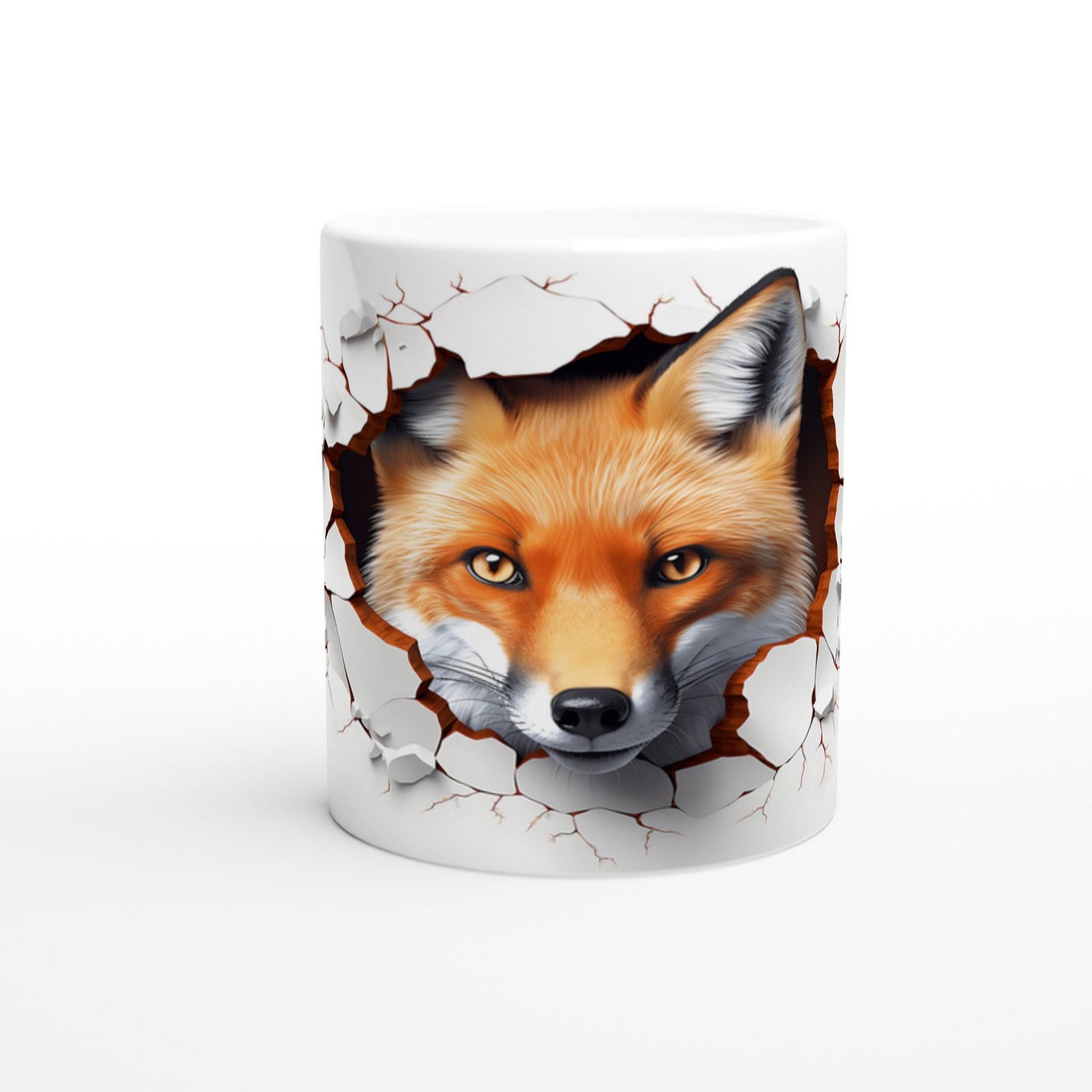 Duvarı Delen Bakışlar: Kızıl Tilki Desenli Baskılı Kupa Bardak