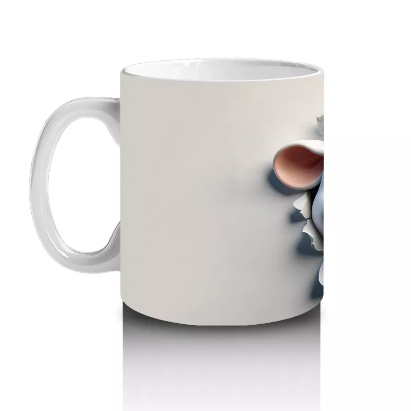 Duvarı Delen Gülümseyen Karikatür İnek Figürü - Baskılı kahve kupası - 2