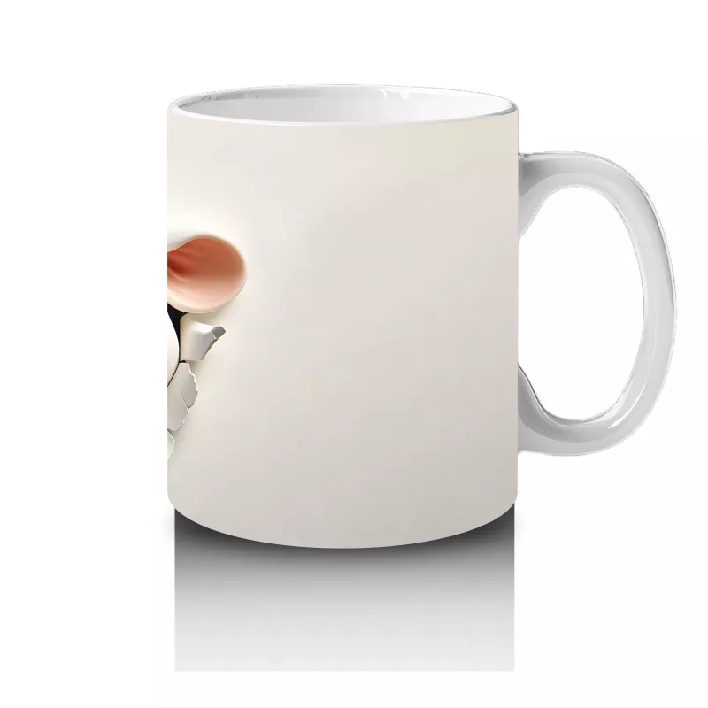 Duvarı Delen Gülümseyen Karikatür İnek Figürü - Baskılı kahve kupası - 4