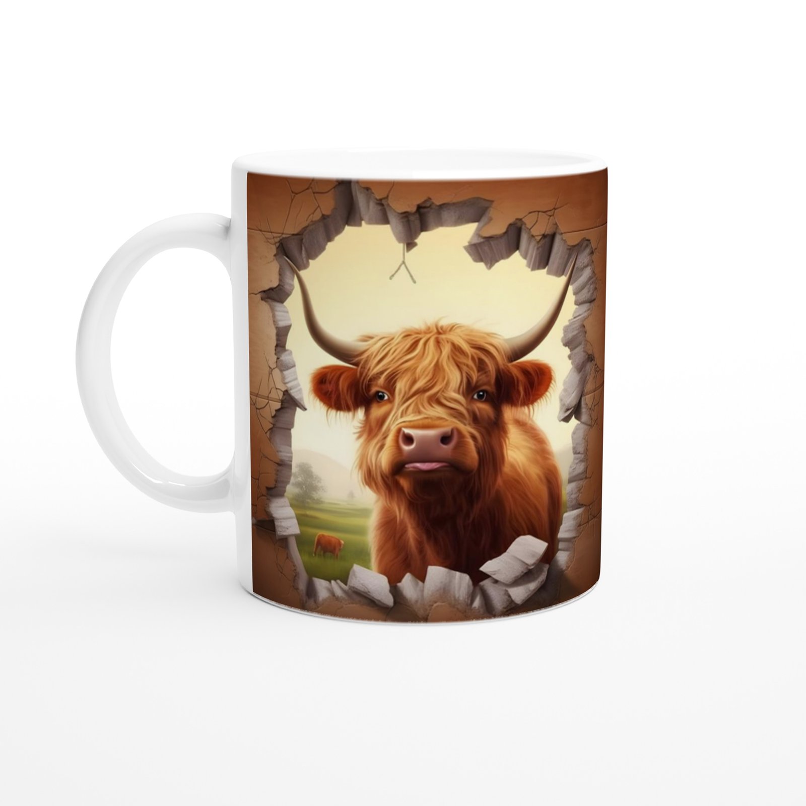 Duvarı Delen Highland Sığırı Kupa Bardak