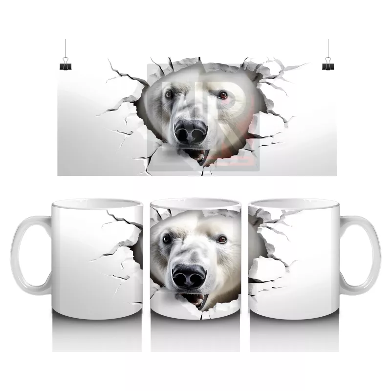 Duvarı Delen Kutup Ayısı – Baskılı Kahve Kupası