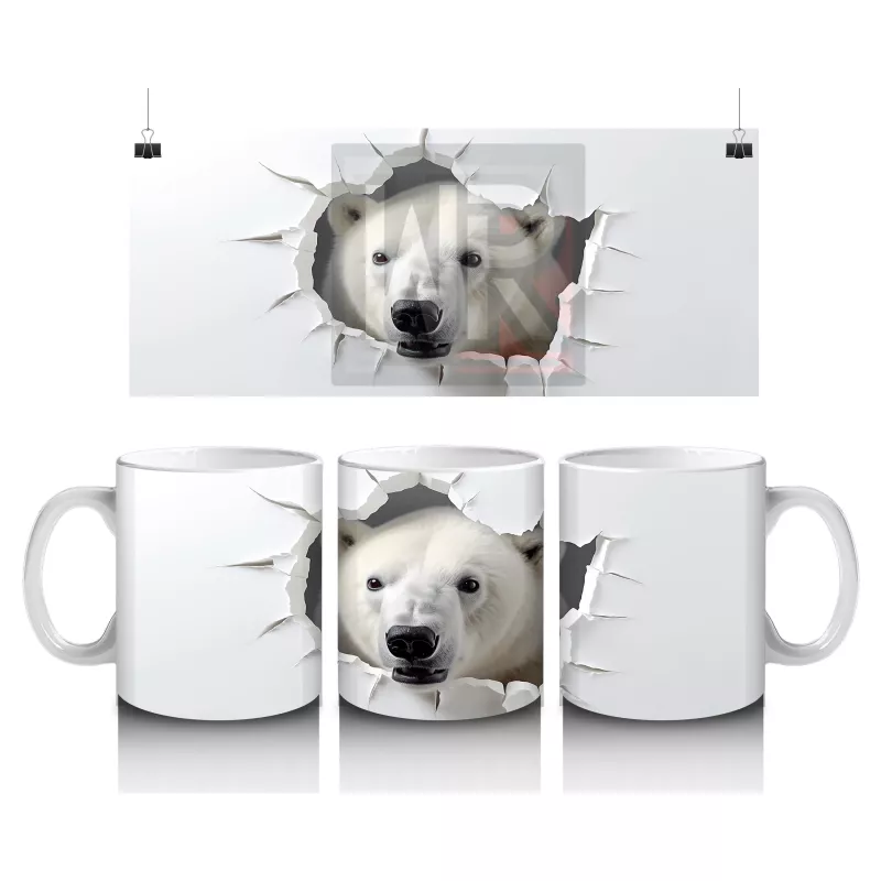 Duvarı Delen Kutup Ayısı – Baskılı Kahve Kupası