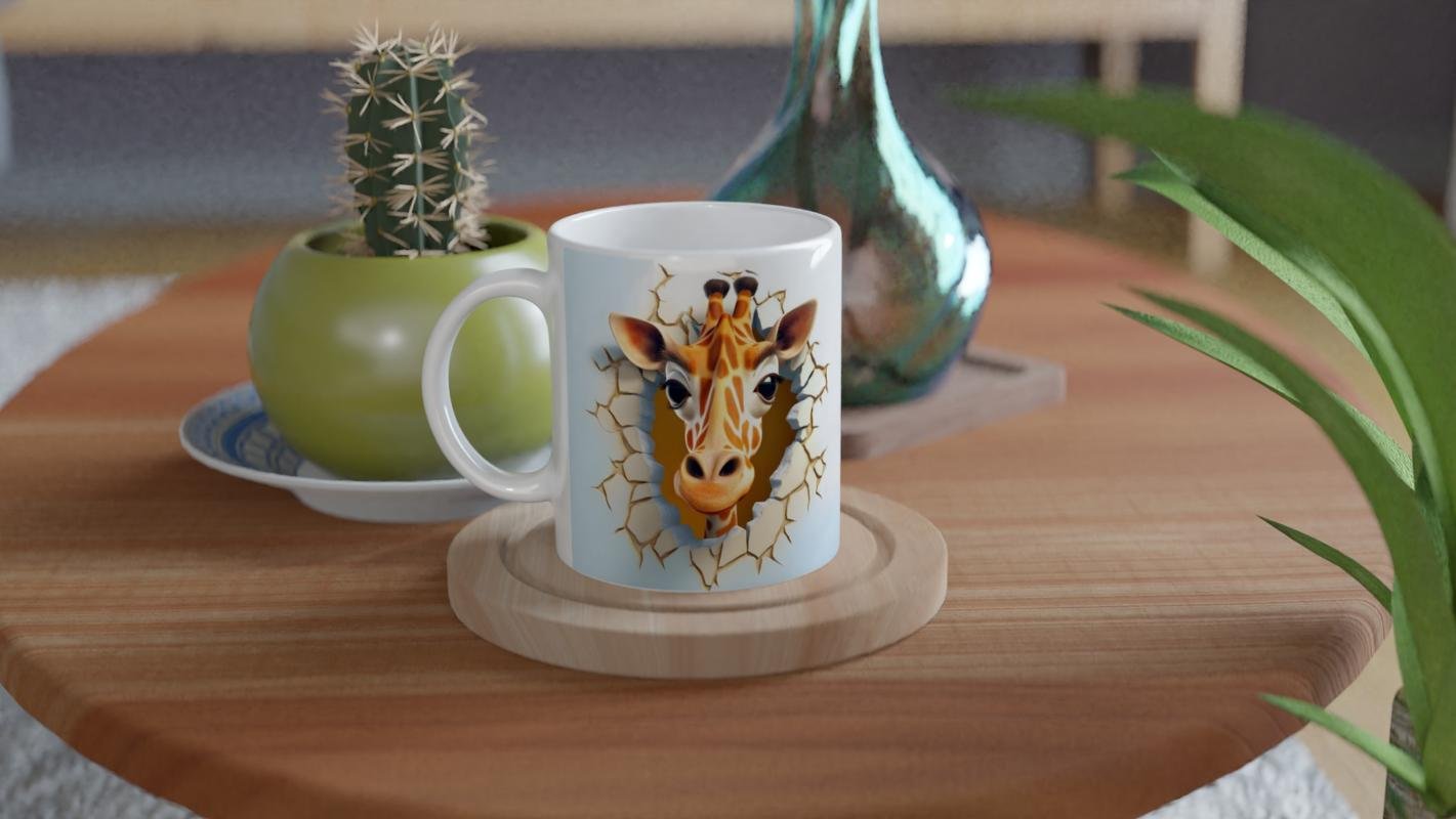 Duvarı Delen Meraklı Zürafa Kupa Bardak - 4