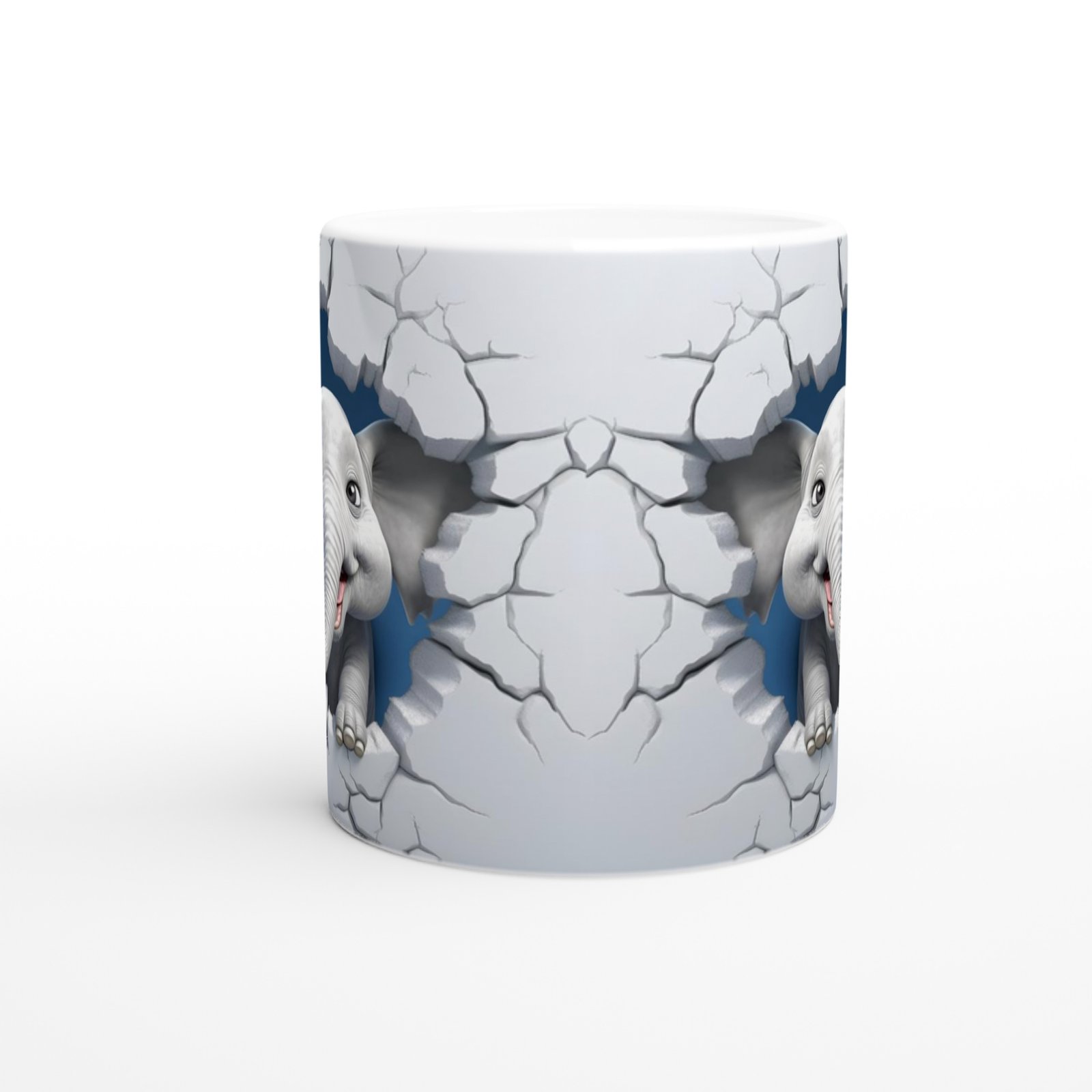 Duvarı Delen Neşeli Fil Baskılı Kupa Bardak - 2