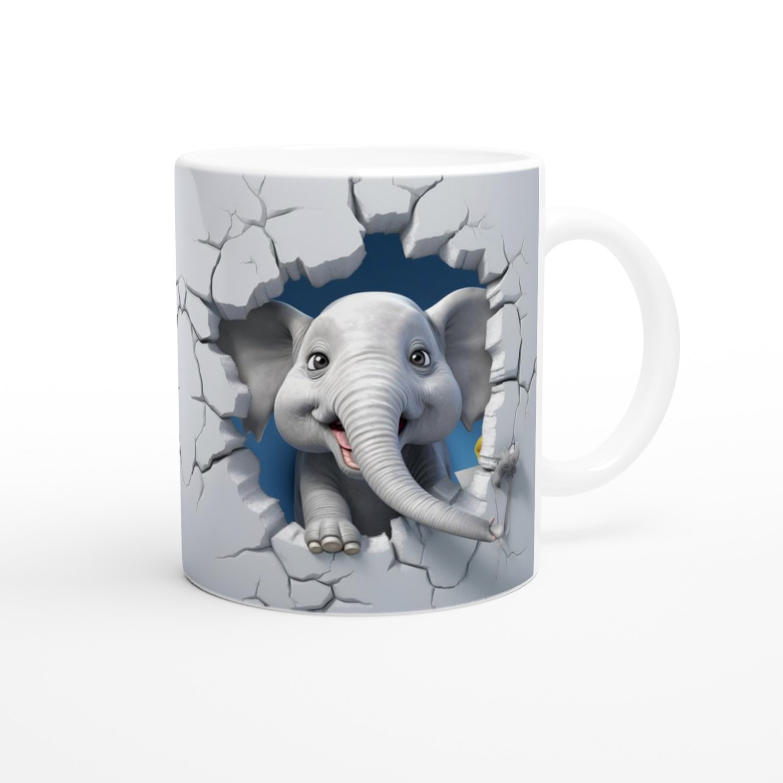 Duvarı Delen Neşeli Fil Baskılı Kupa Bardak - 3