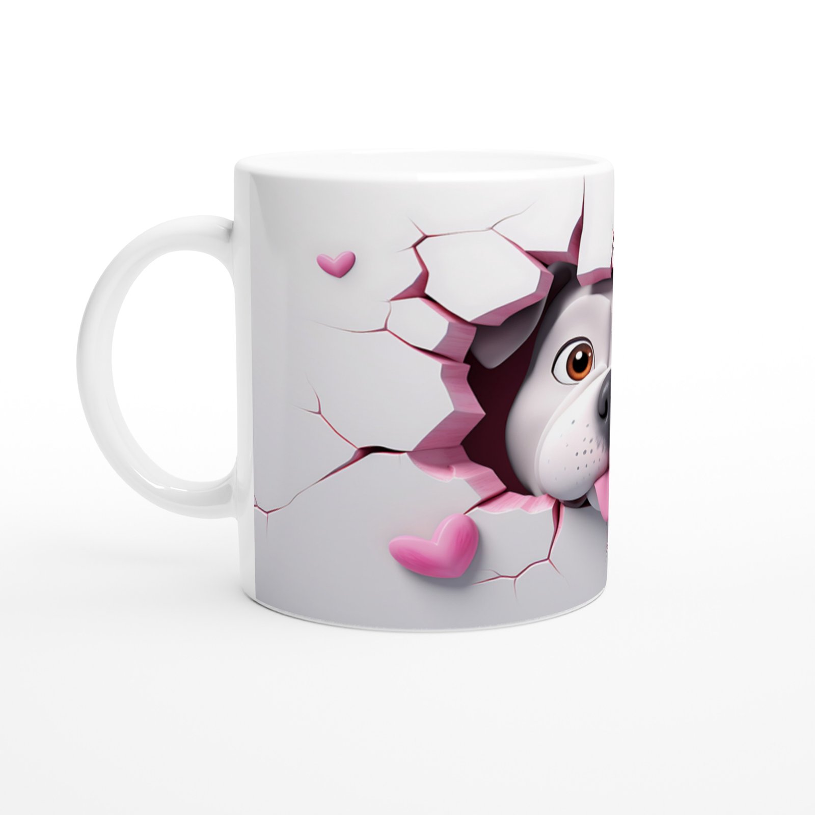 Duvarı Delen Sevimli Bulldog Temalı Baskılı Kupa Bardak - 2