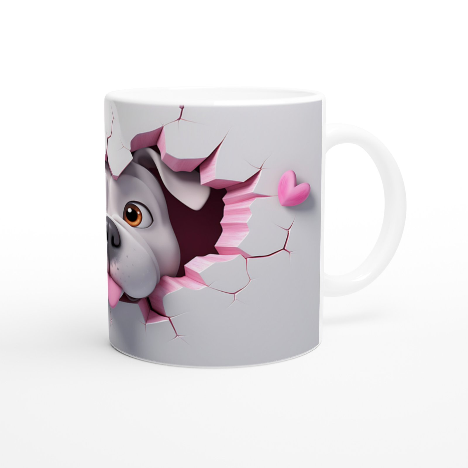 Duvarı Delen Sevimli Bulldog Temalı Baskılı Kupa Bardak - 3