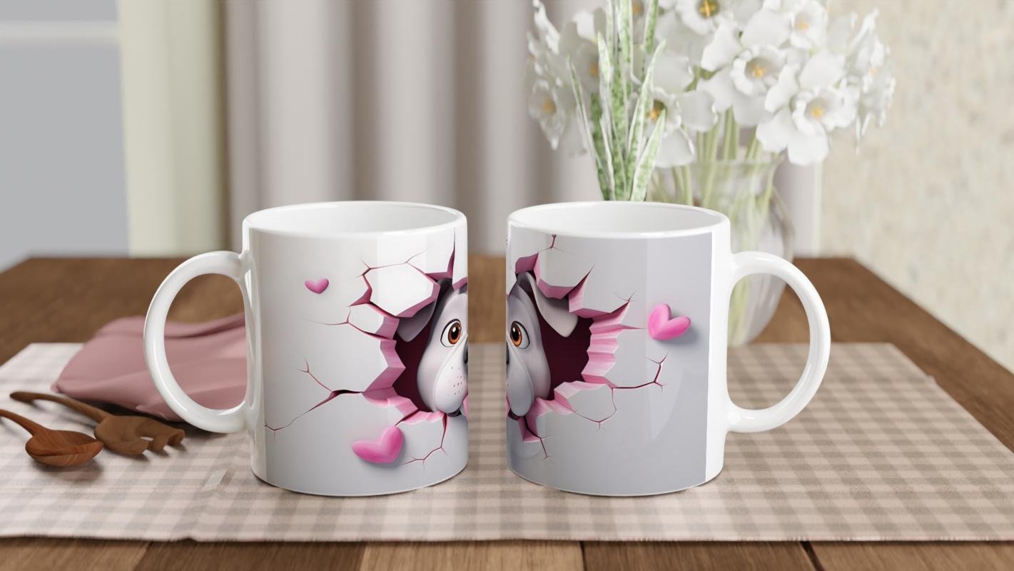 Duvarı Delen Sevimli Bulldog Temalı Baskılı Kupa Bardak - 5