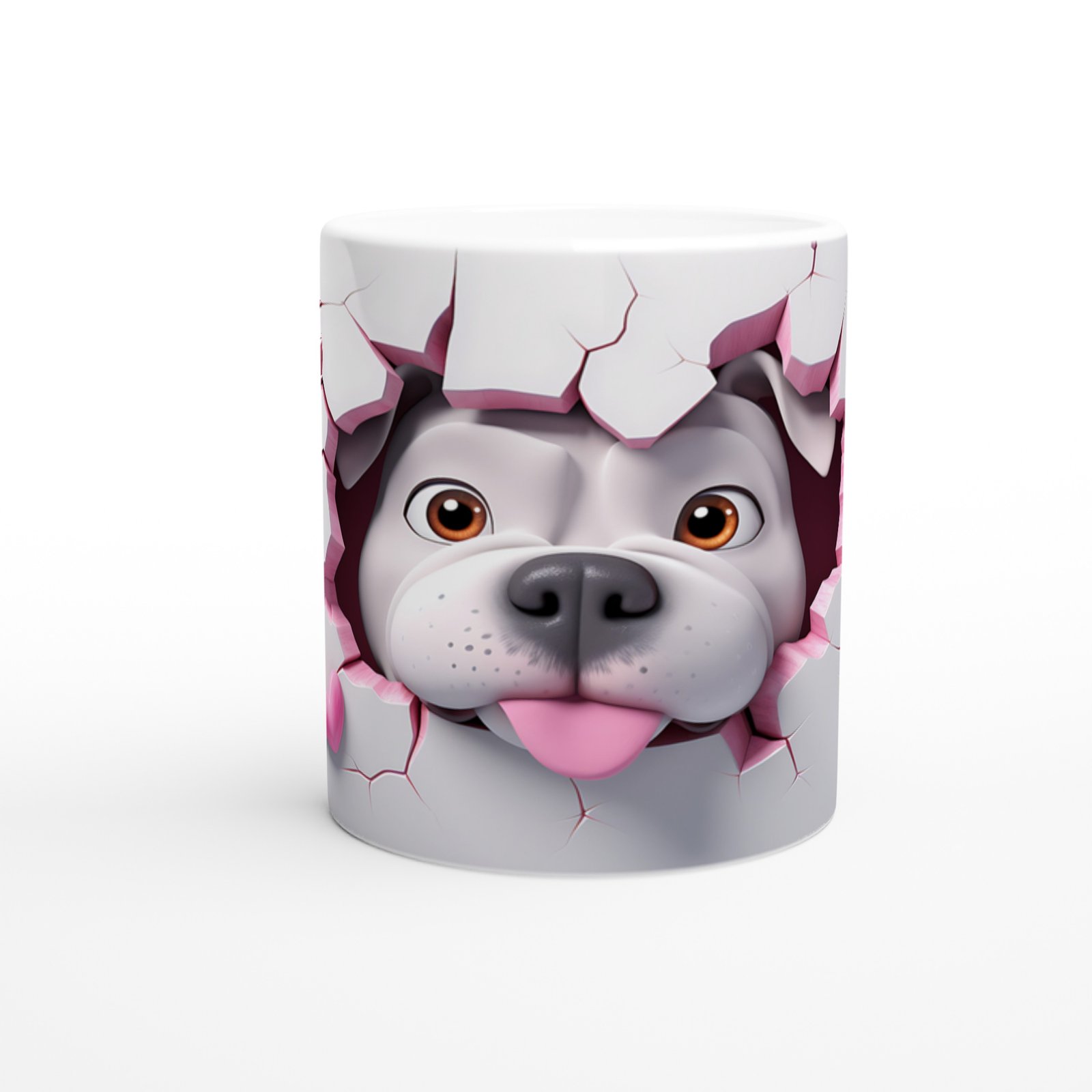 Duvarı Delen Sevimli Bulldog Temalı Baskılı Kupa Bardak