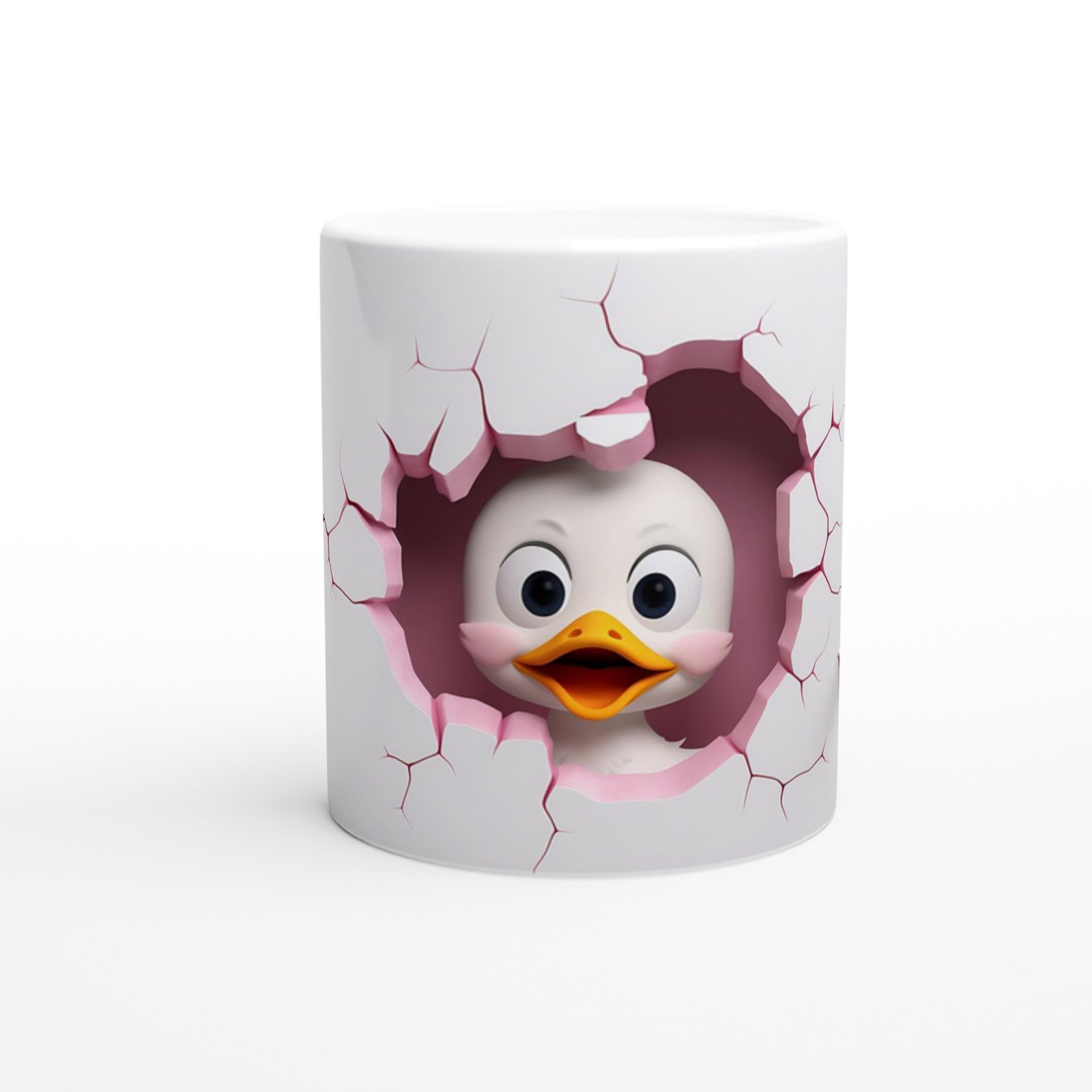 Duvarı Delen Sevimli Ördek Temalı Baskılı Kupa Bardak