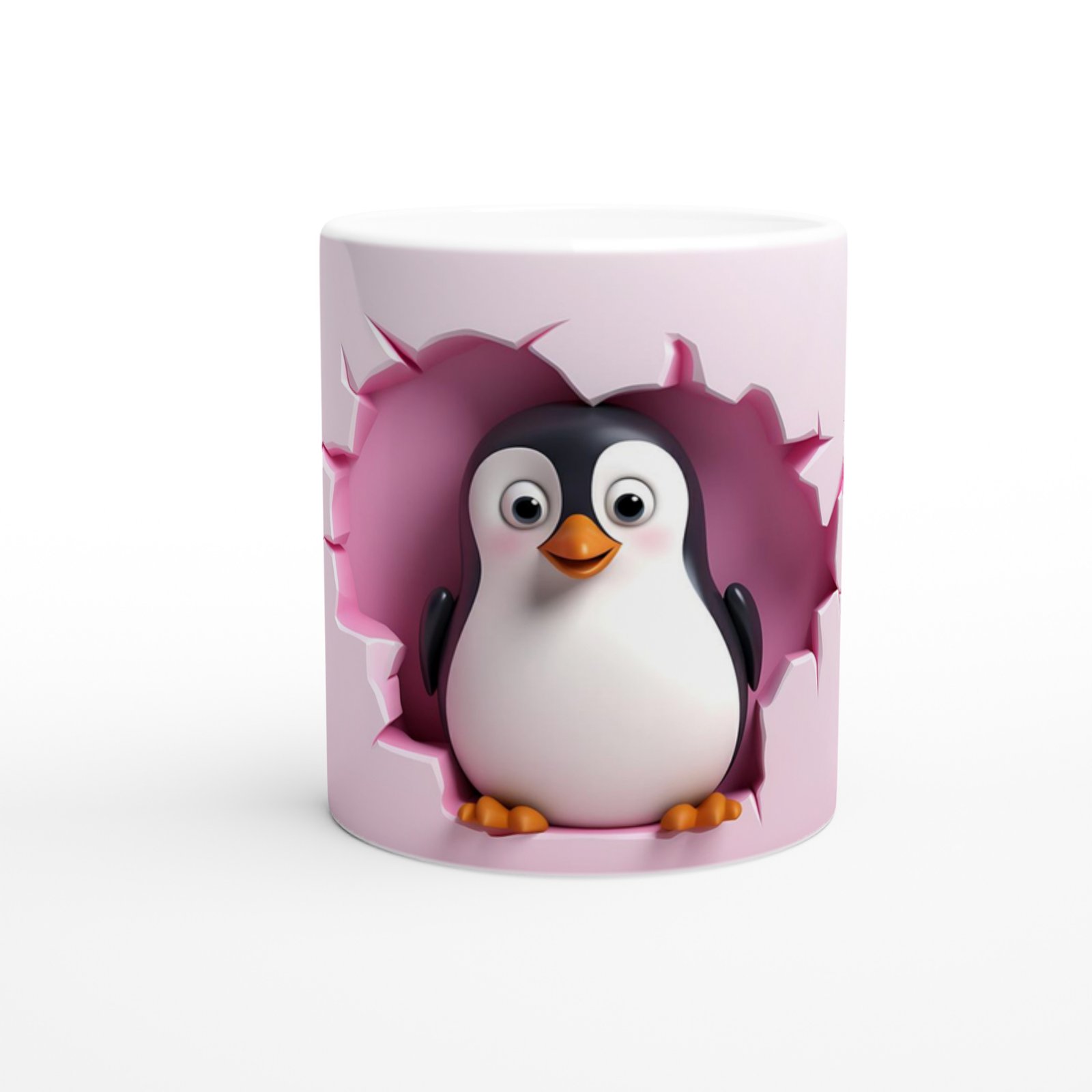 Duvarı Delen Sevimli Penguen Temalı Baskılı Kupa Bardak