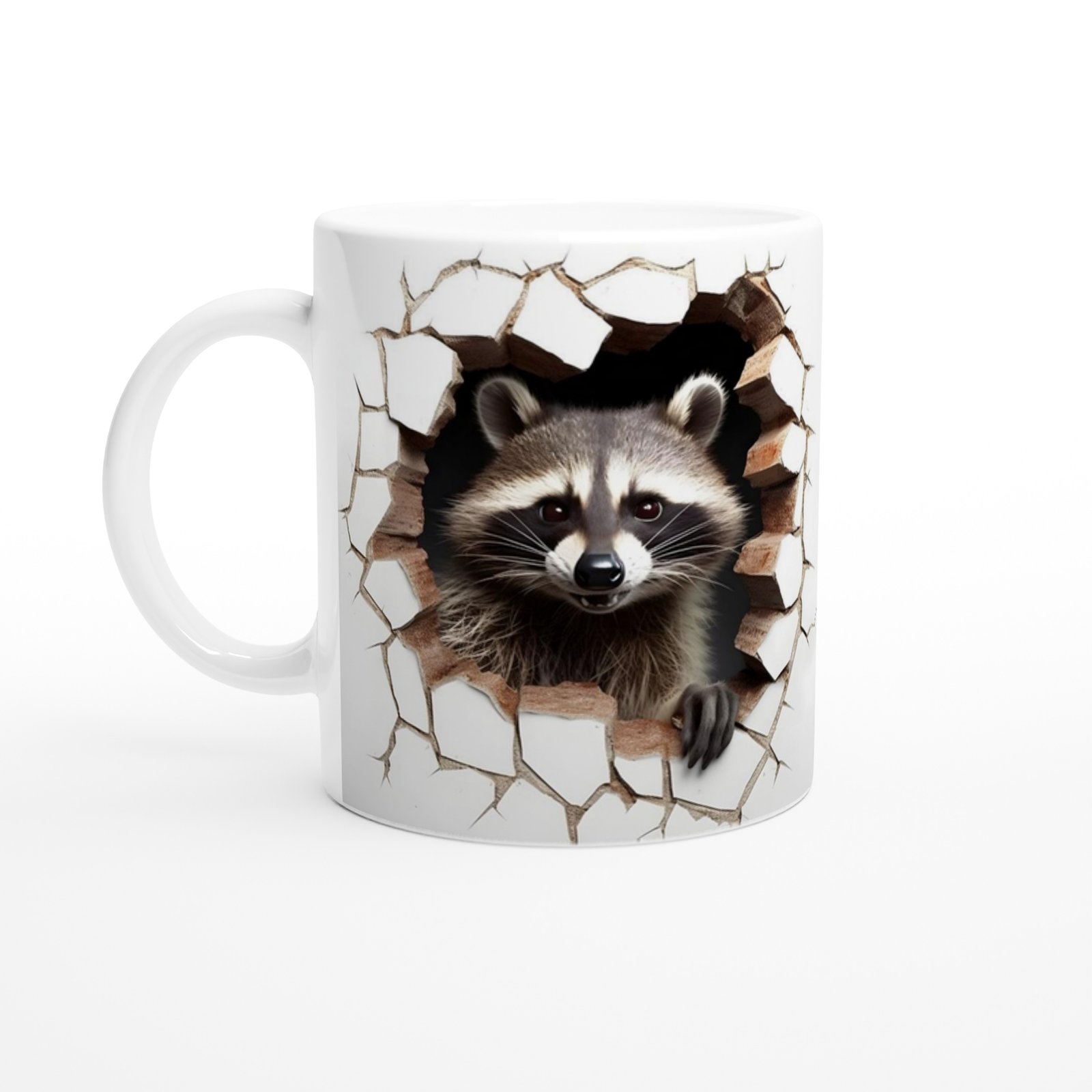 Duvarı Delen Sevimli Rakun Kupa Bardak