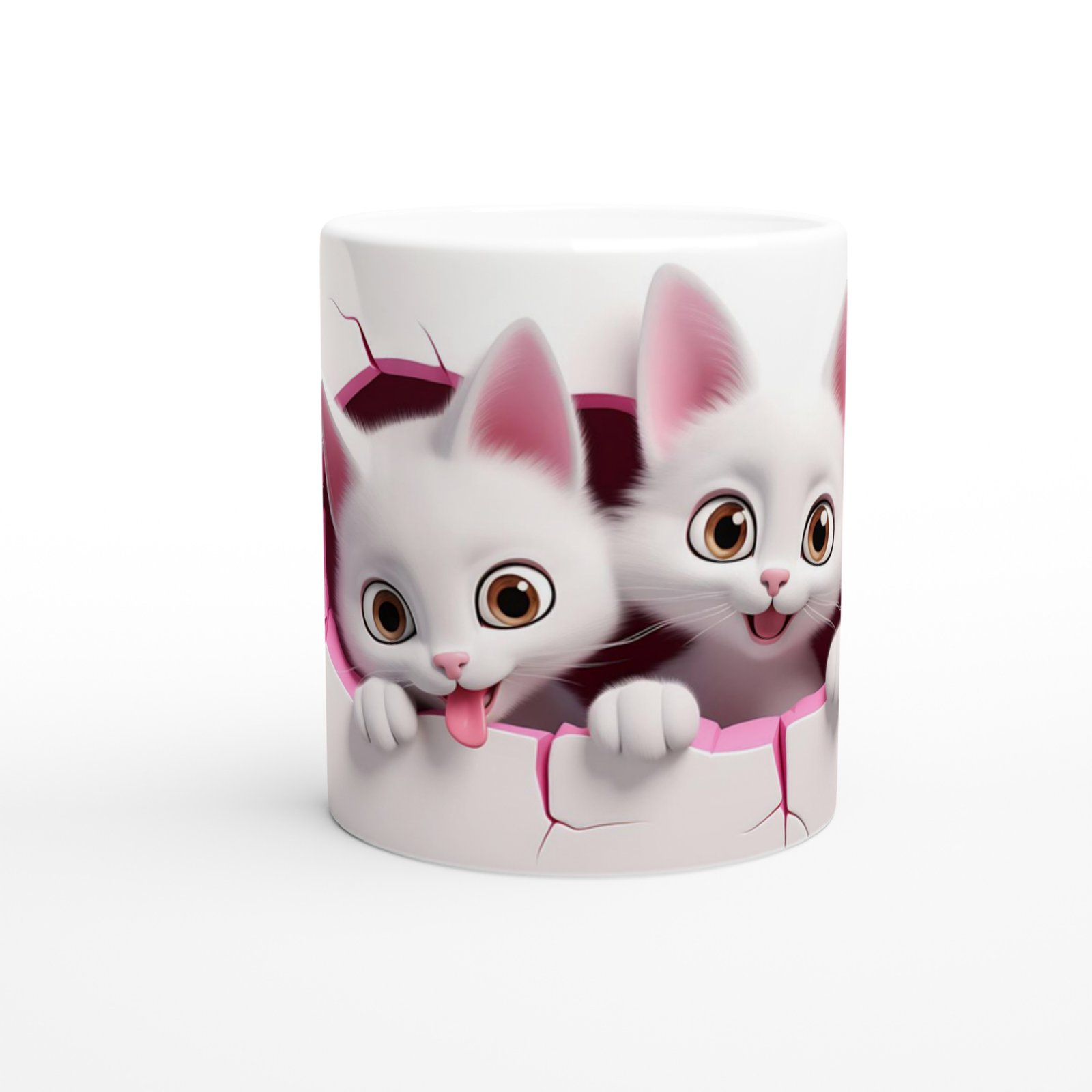 Duvarı Delen Sevimli Yavru Kediler Temalı Baskılı Kupa Bardak