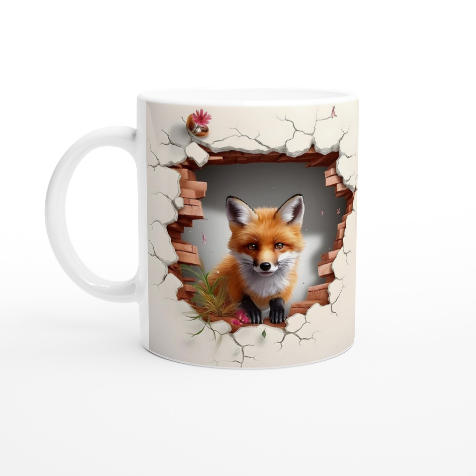 Duvarı Delen Tilki Baskılı Kupa Bardak