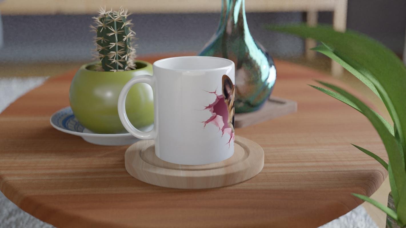 Duvarı Delip Bakan Alman Kurdu Temalı Baskılı Kupa Bardak - 4