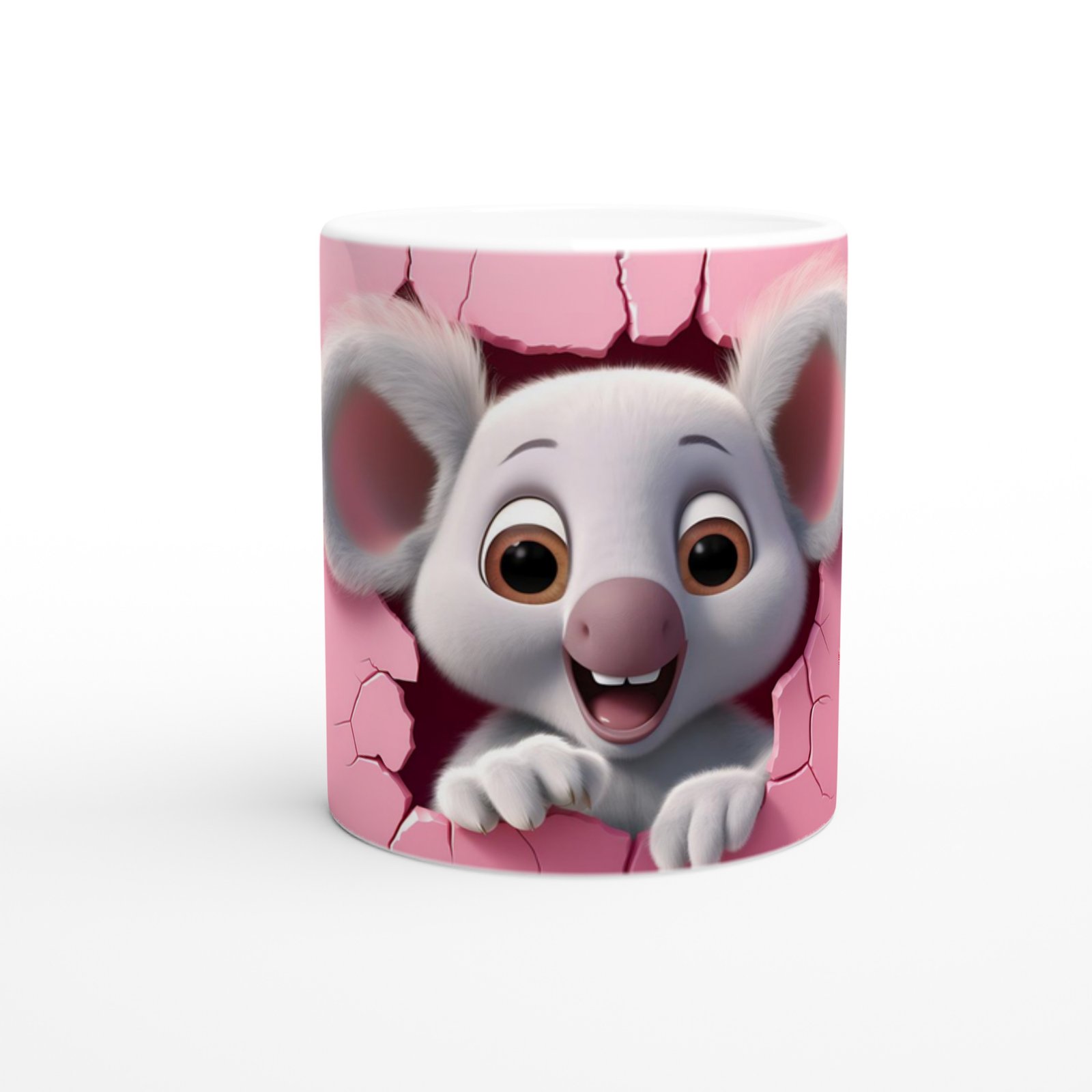 Duvarı Delip Bakan Sevimli Koala Temalı Baskılı Kupa Bardak