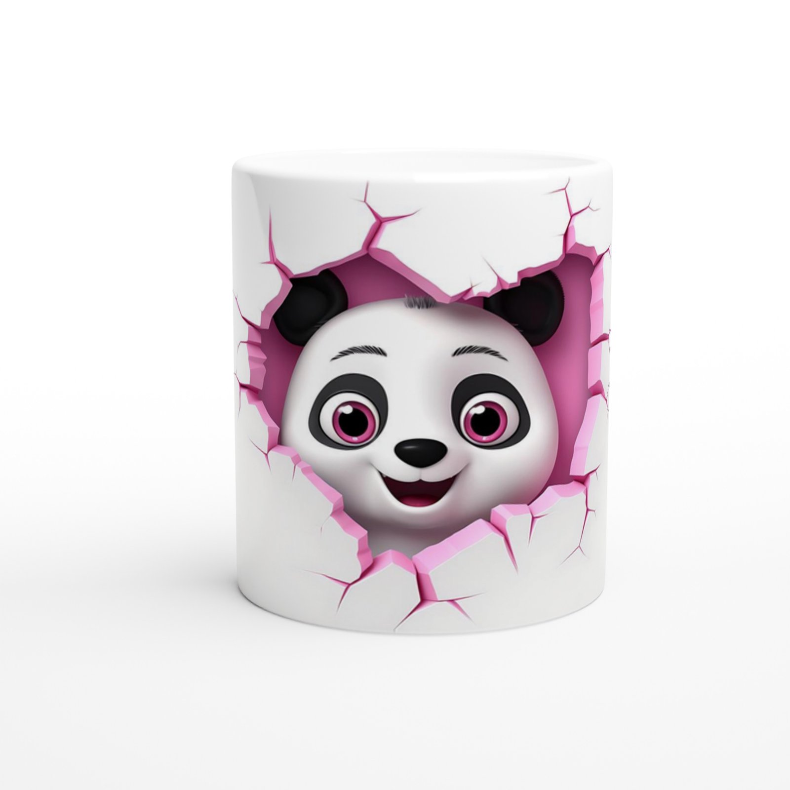 Duvarı Delip Bakan Sevimli Panda Temalı Baskılı Kupa Bardak