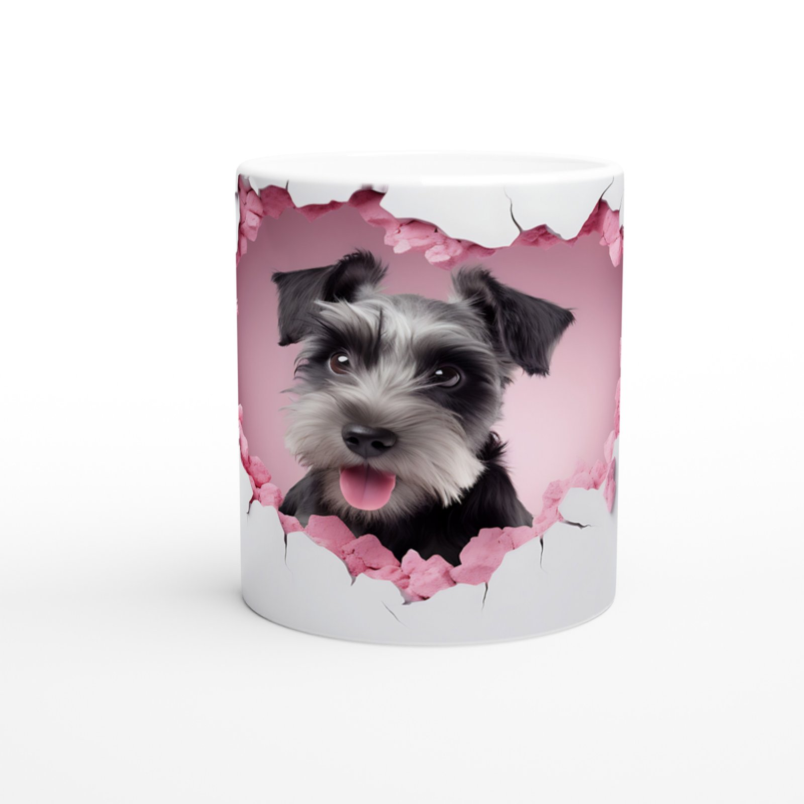 Duvarı Delip Bakan Sevimli Terrier Temalı Baskılı Kupa Bardak