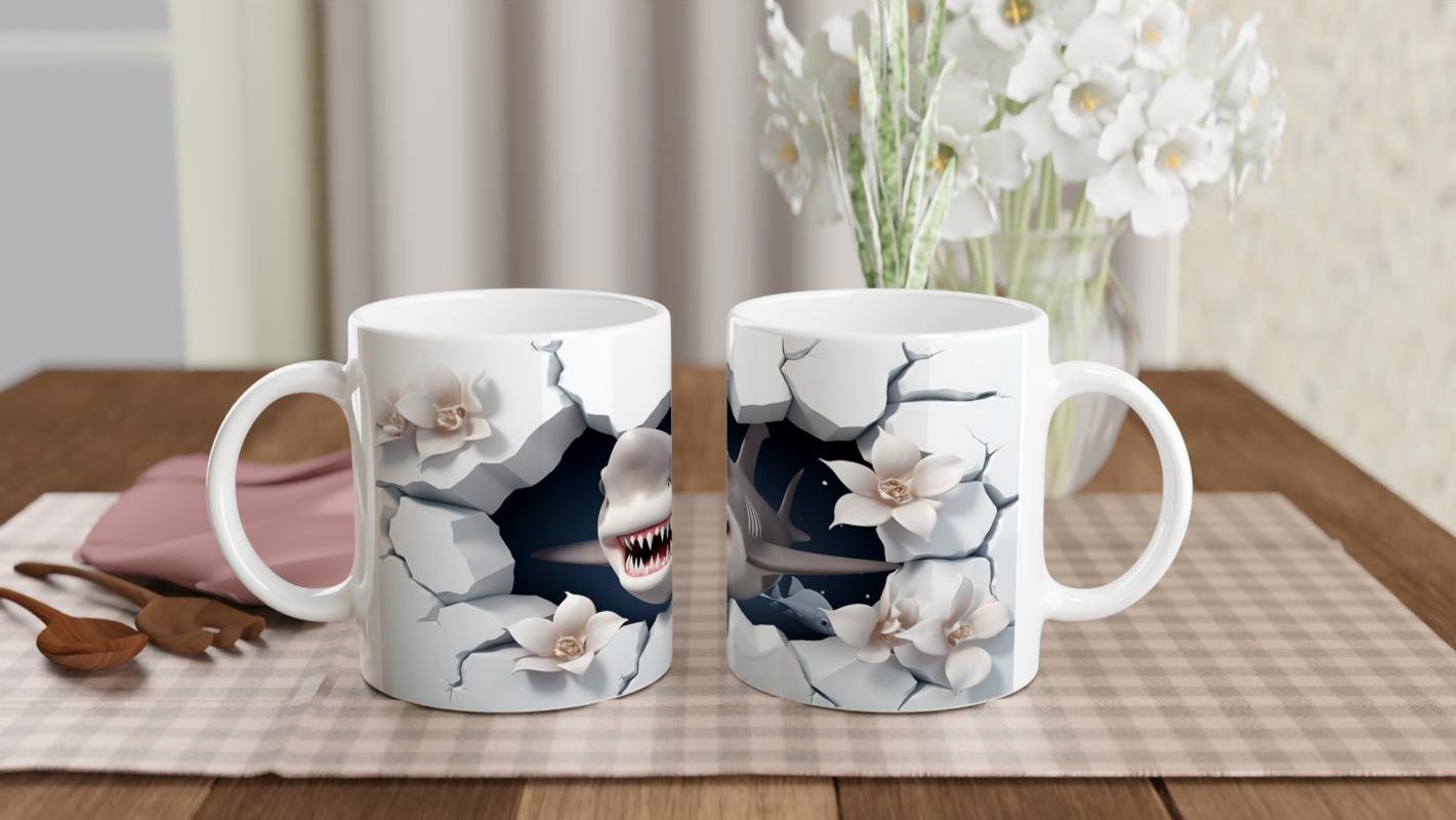 Duvarı Parçalayan Güçlü Köpekbalığı Su Altı Temalı Kupa Bardak - 5