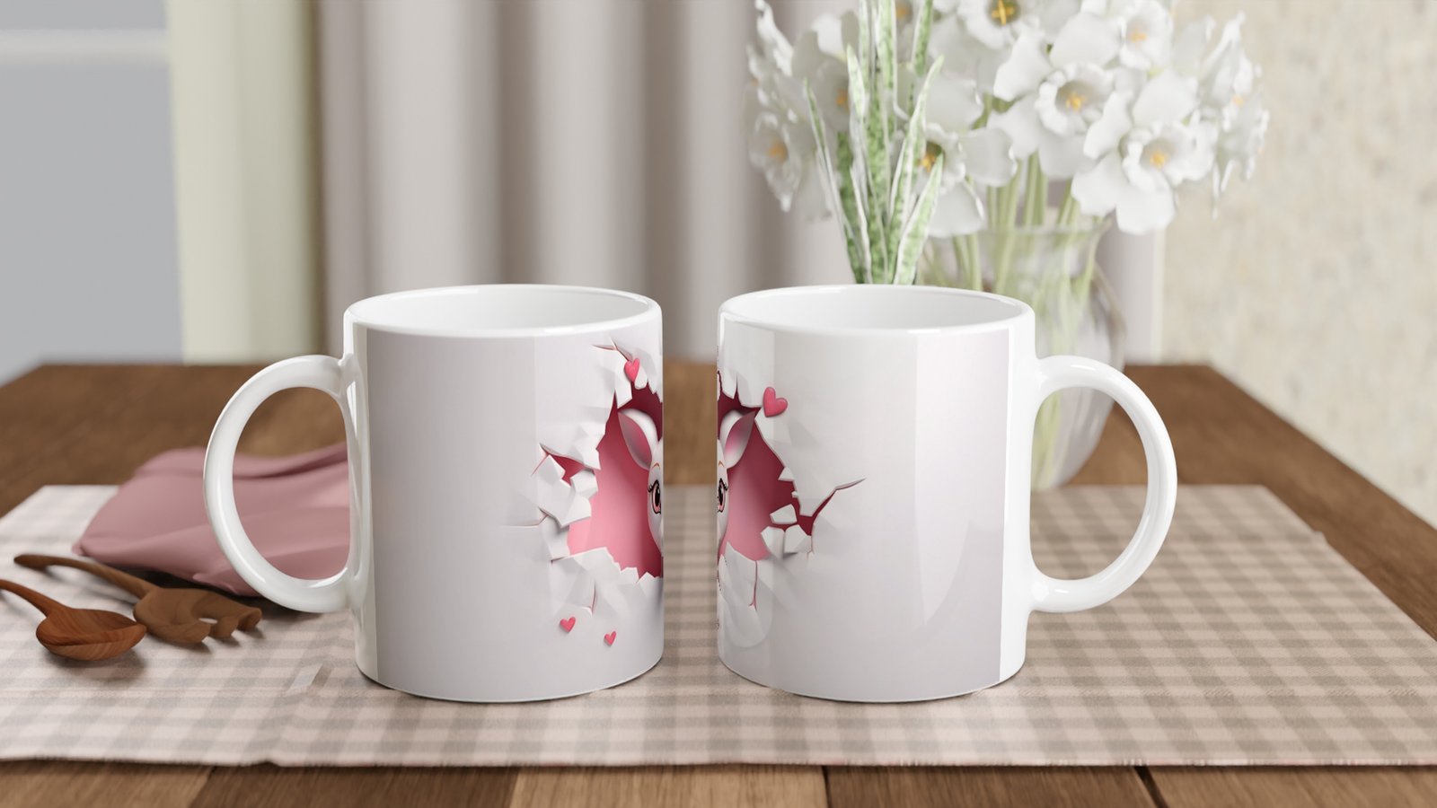 Duvarı Yarmış Sevimli Kanguru Temalı Baskılı Kupa Bardak - 5