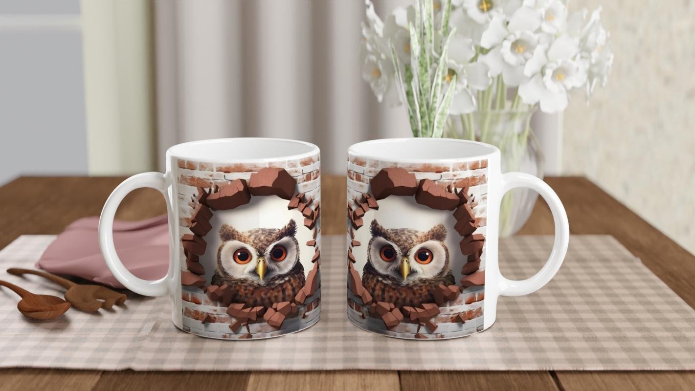 Duvarı Yırtan Cesur Baykuş Kupa Bardak - 5