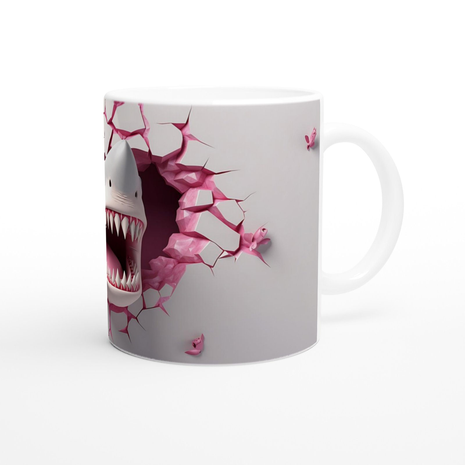 Duvarı Yırtan Köpekbalığı Temalı Baskılı Kupa Bardak - 3