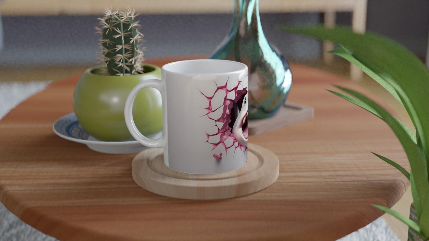 Duvarı Yırtan Köpekbalığı Temalı Baskılı Kupa Bardak - 4