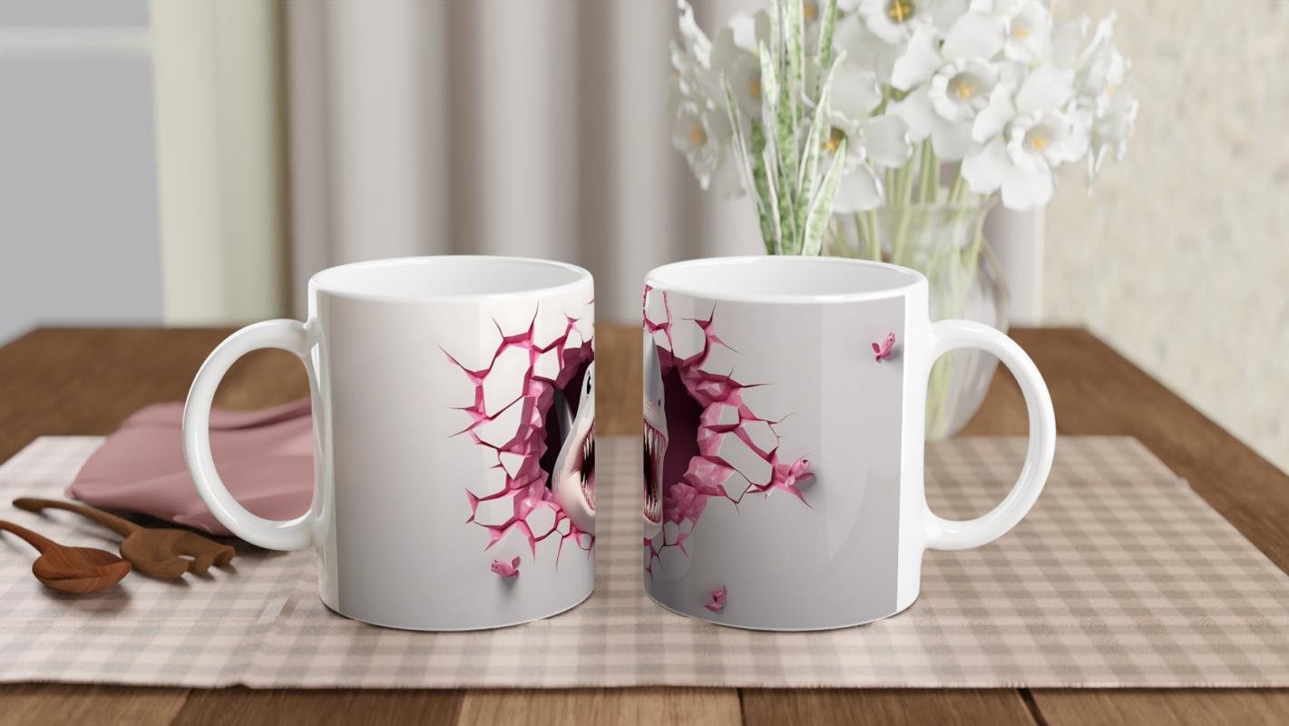 Duvarı Yırtan Köpekbalığı Temalı Baskılı Kupa Bardak - 5