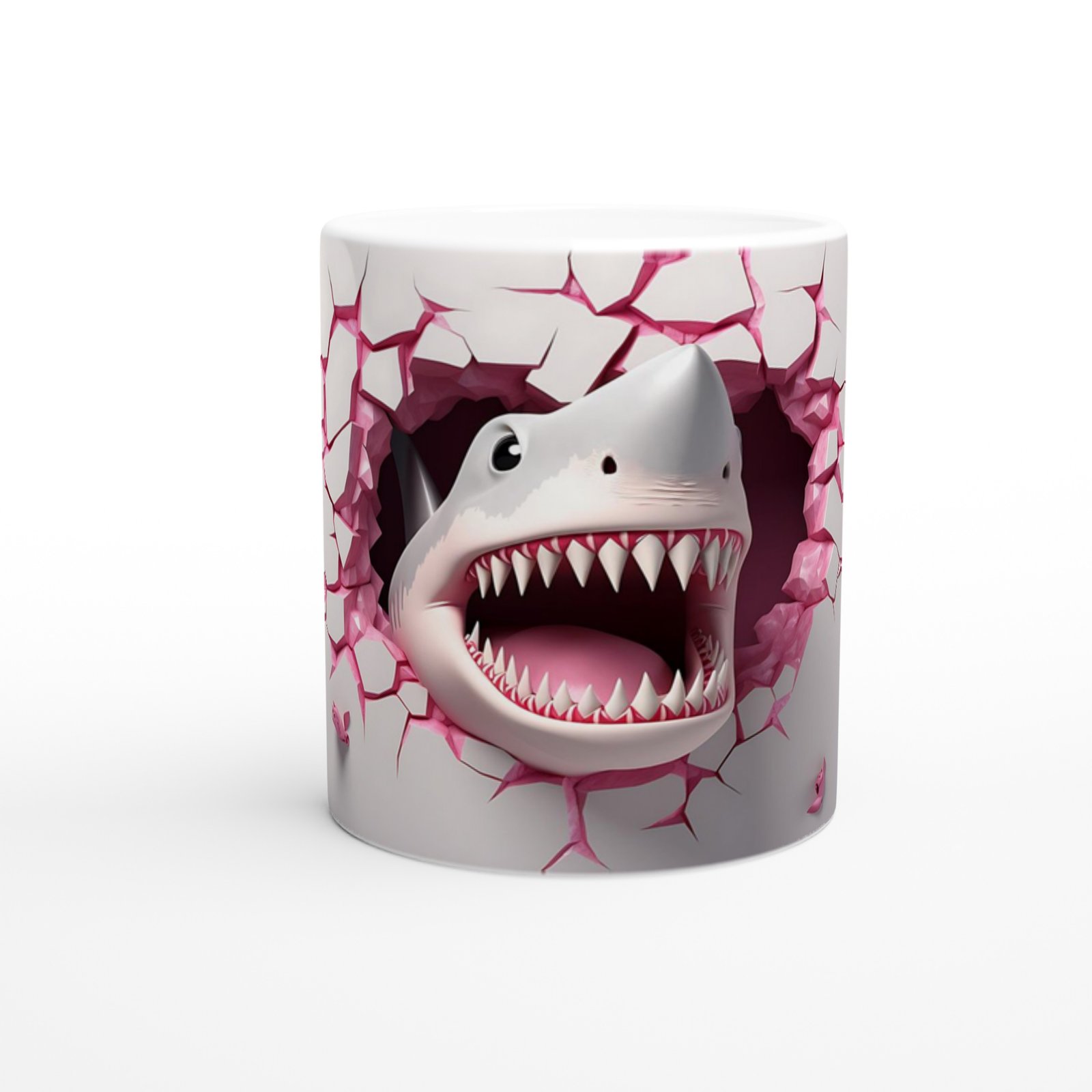 Duvarı Yırtan Köpekbalığı Temalı Baskılı Kupa Bardak