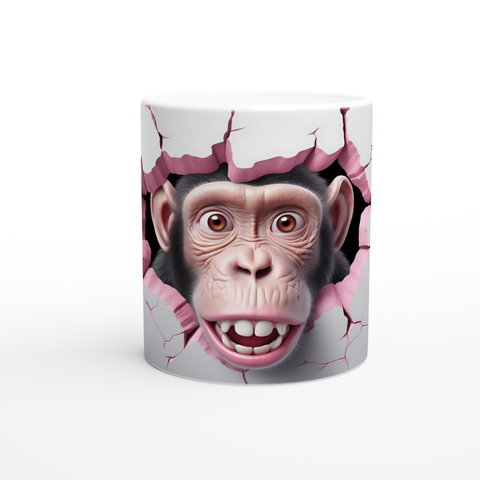 Duvarı Yırtan Şaşkın Maymun Temalı Baskılı Kupa Bardak