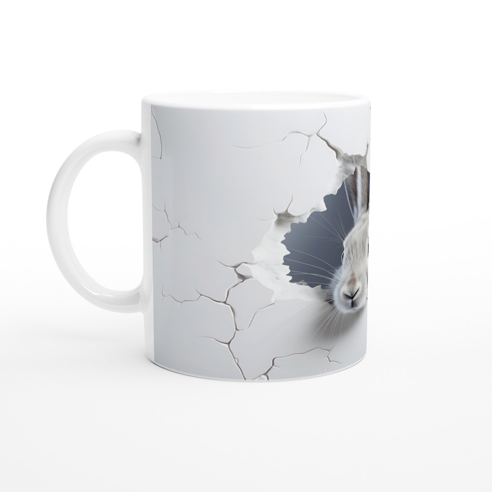 Duvarın Ardından Merakla Bakan Tavşan Temalı Baskılı Kupa Bardak - 2