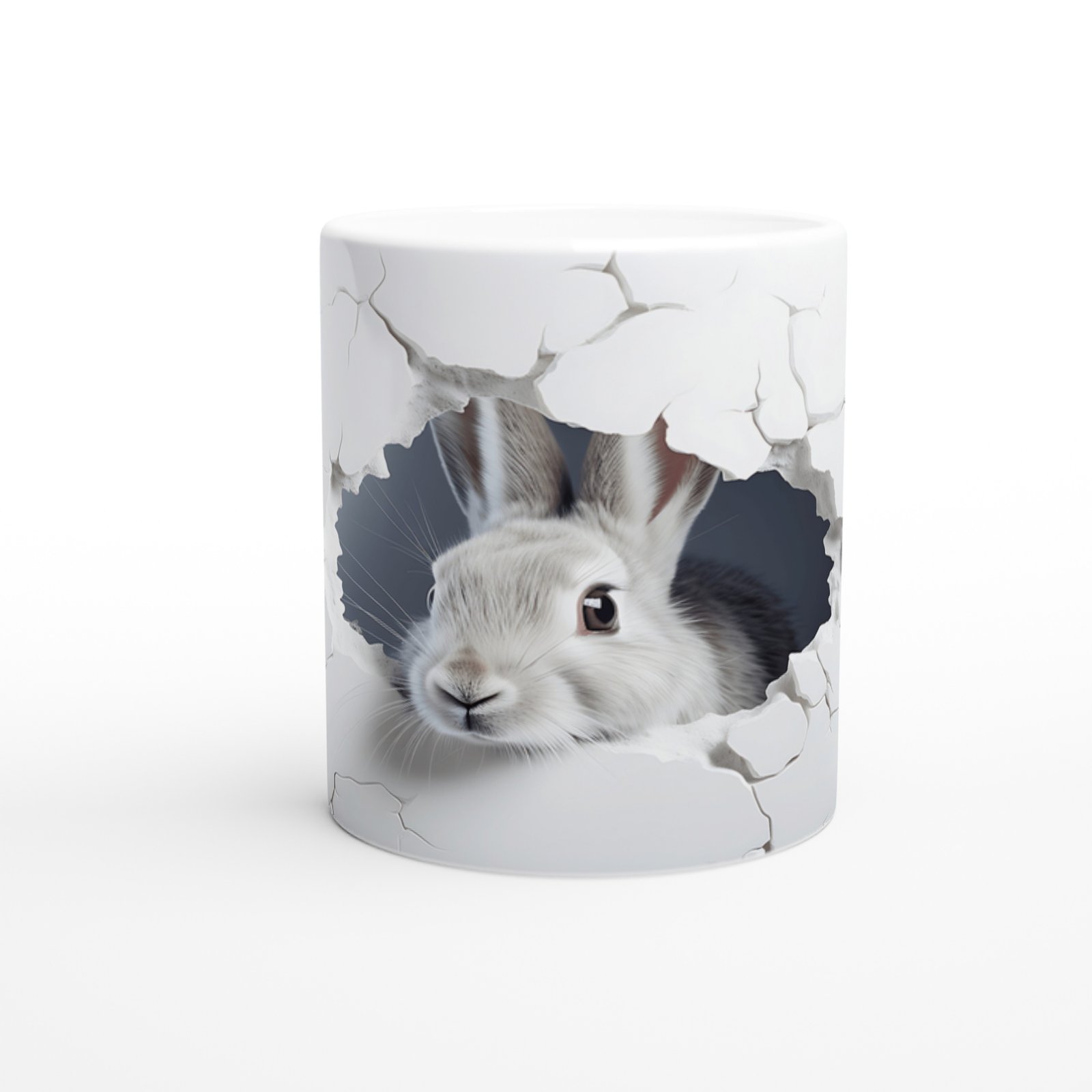 Duvarın Ardından Merakla Bakan Tavşan Temalı Baskılı Kupa Bardak