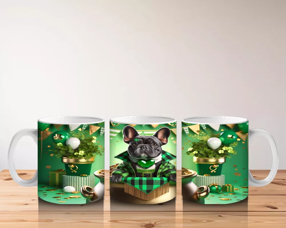 Fransız Bulldog ile St. Patrick Partisi – Altın Kazanlı Eğlenceli Kupa Tasarımı - 5