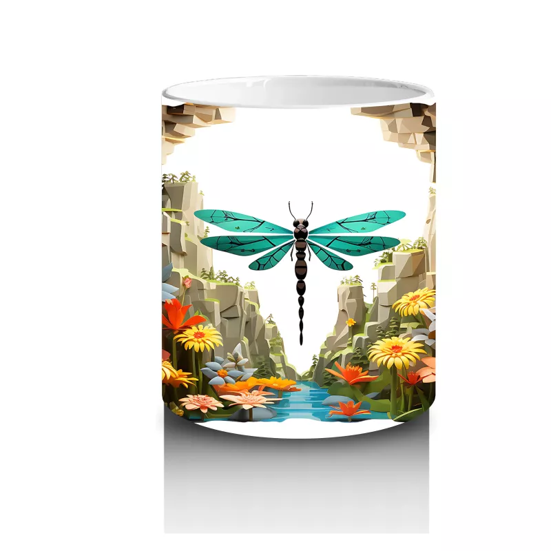 Fütüristik Mekânda Uçan Yusufçuk – Baskılı Kahve Kupası - 3