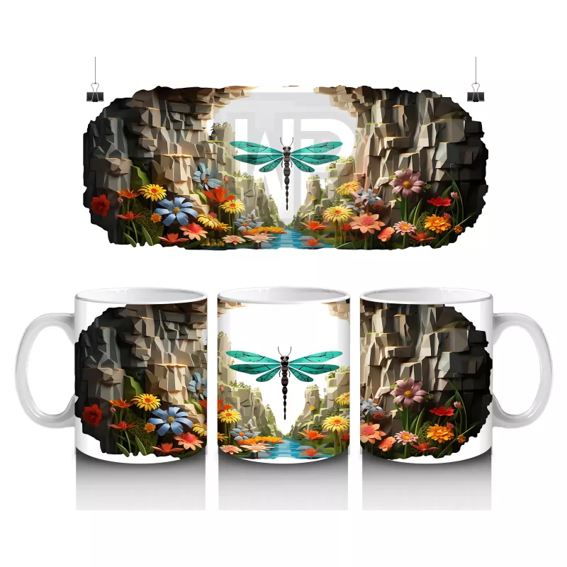 Fütüristik Mekânda Uçan Yusufçuk – Baskılı Kahve Kupası