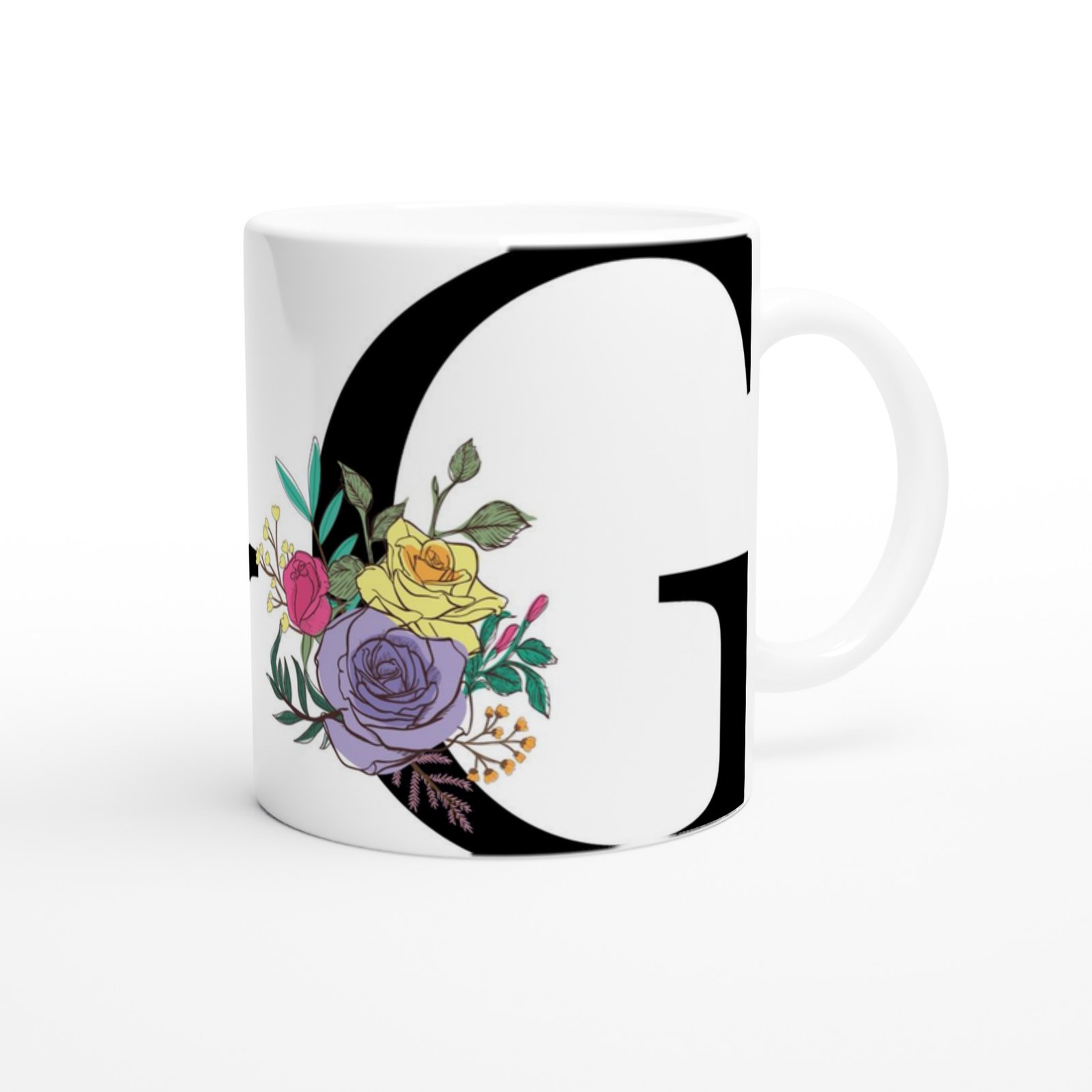 G Harfi Çiçek Motifli Kupa Bardak - 3